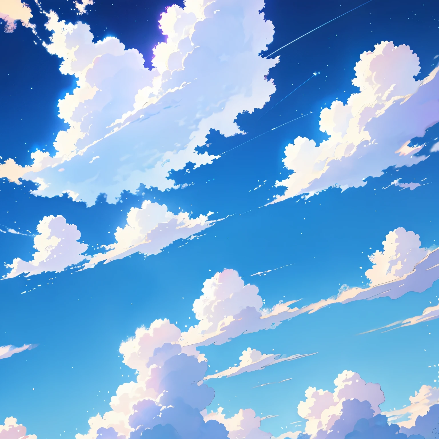 Sky high wallpaper, Blue to sky blue, Stars, Cute Clouds, Hirogaru sky background, 8k wallpaper, Anime Scene Sky, No people