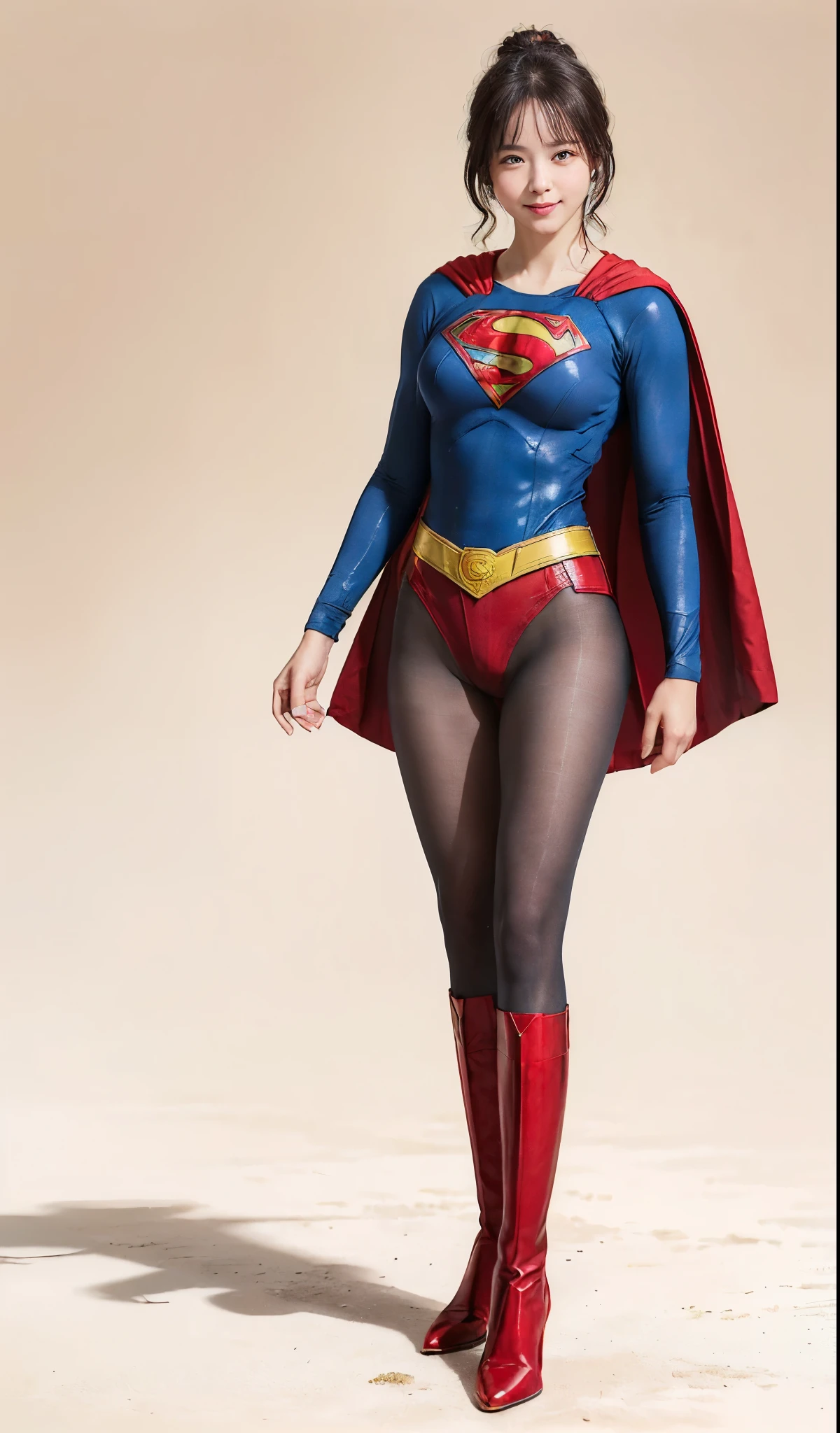 No background、(((Beautiful legs in black tights.)))、(((Legally express the beauty of your smile)))、((((Make the most of your original images)))、(((体にぴったりフィットするSupergirl Costume)))、(((Supergirl Costume)))、(((Beautiful hairstyle)))、(((She is winking cutely.)))、(((Please wear black tights....、Wear red boots)))、((Best image quality、8k))、((highest quality、8k、masterpiece:1.3))、(((Preserve background )))、Sharp focus:1.2、Beautiful woman with perfect figure:1.4、Slim Abs:1.2、Wet body:1.5、Highly detailed face and skin texture、8k