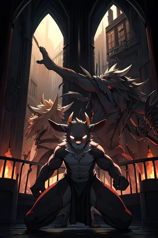 a girl is naked surrounded by demons:1.3