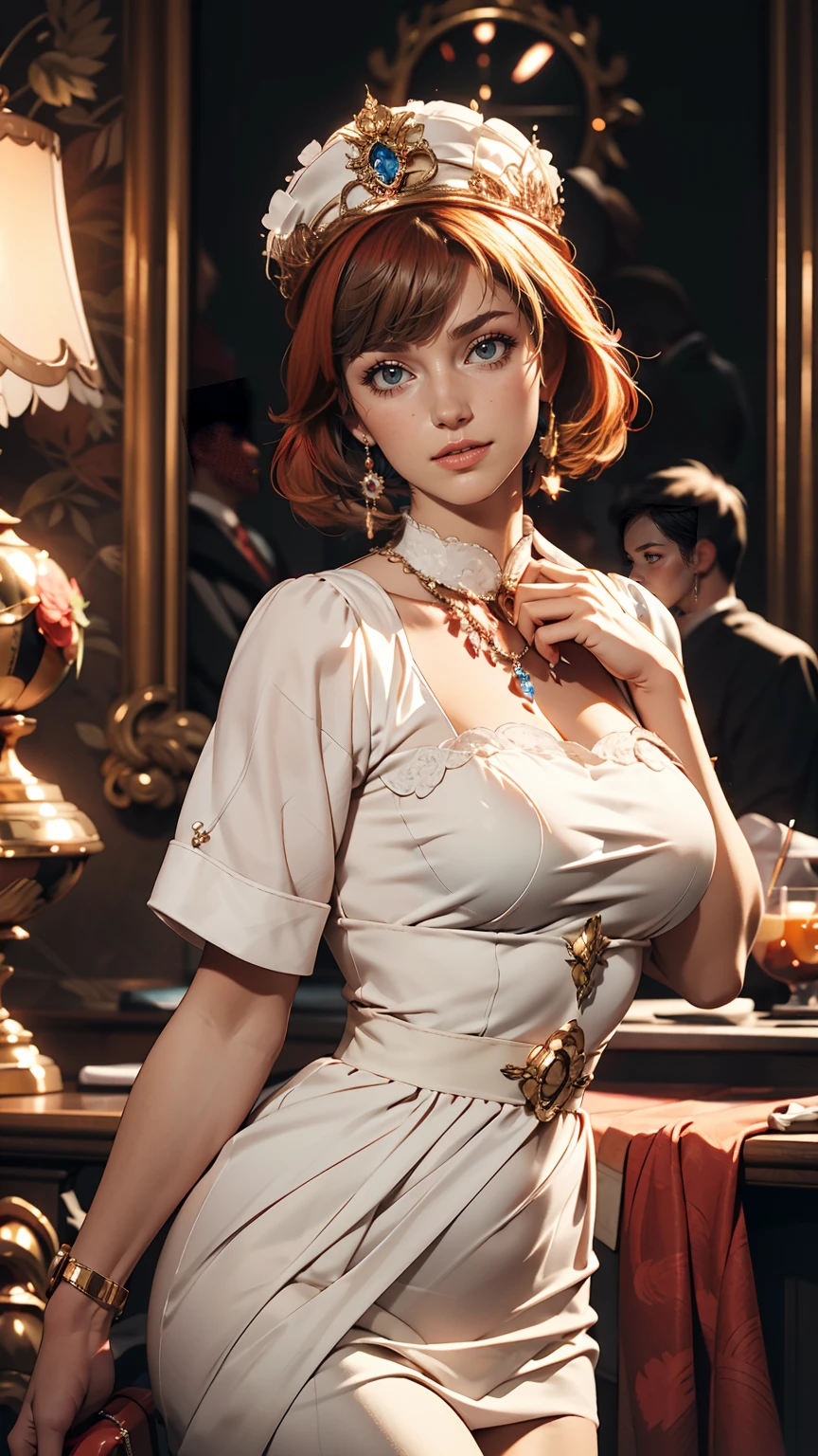 One girl, alone, Promotional Art, By Mika Picazo, masterpiece, Exposing shoulders,  ponytail, View Viewer 
