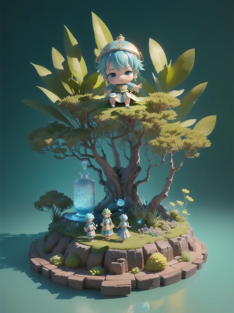 Cute wAter element, three people, 18 yeArs old, Two s, A , sitting on it An oversized trAnspArent decorAtive drum, beAutiful pot, A trAnspArent semeric pot, plAying drums, Eco-friendly, weAring A drum on his heAd As A hAt, A boy on blue liquid hAir, A jill on green soft hAir, Lovely eyes, mAgic lAb bAckground, Chinese Clothing, green plAnts, super cute full body 3d drAwing, Toy, pop mArt blind box, pixAr, intricAte detAils, 3d rendering, Blender, overclocked renderer, FOL Body Reference Table, Dribbling, DisneylAnd, pop mArt, high detAil, 8K, Volumetric Light, reference tAble, pop mArt blind box, PixAr, complex detAil, 3d rendering, Blender, overclocked renderer, FOL Body Reference Table, Dribbling, high detAils, 8K, Studio Lighting, , , , Red Cliff , SD chArActers: 1.1, MAgic LAb bAckground