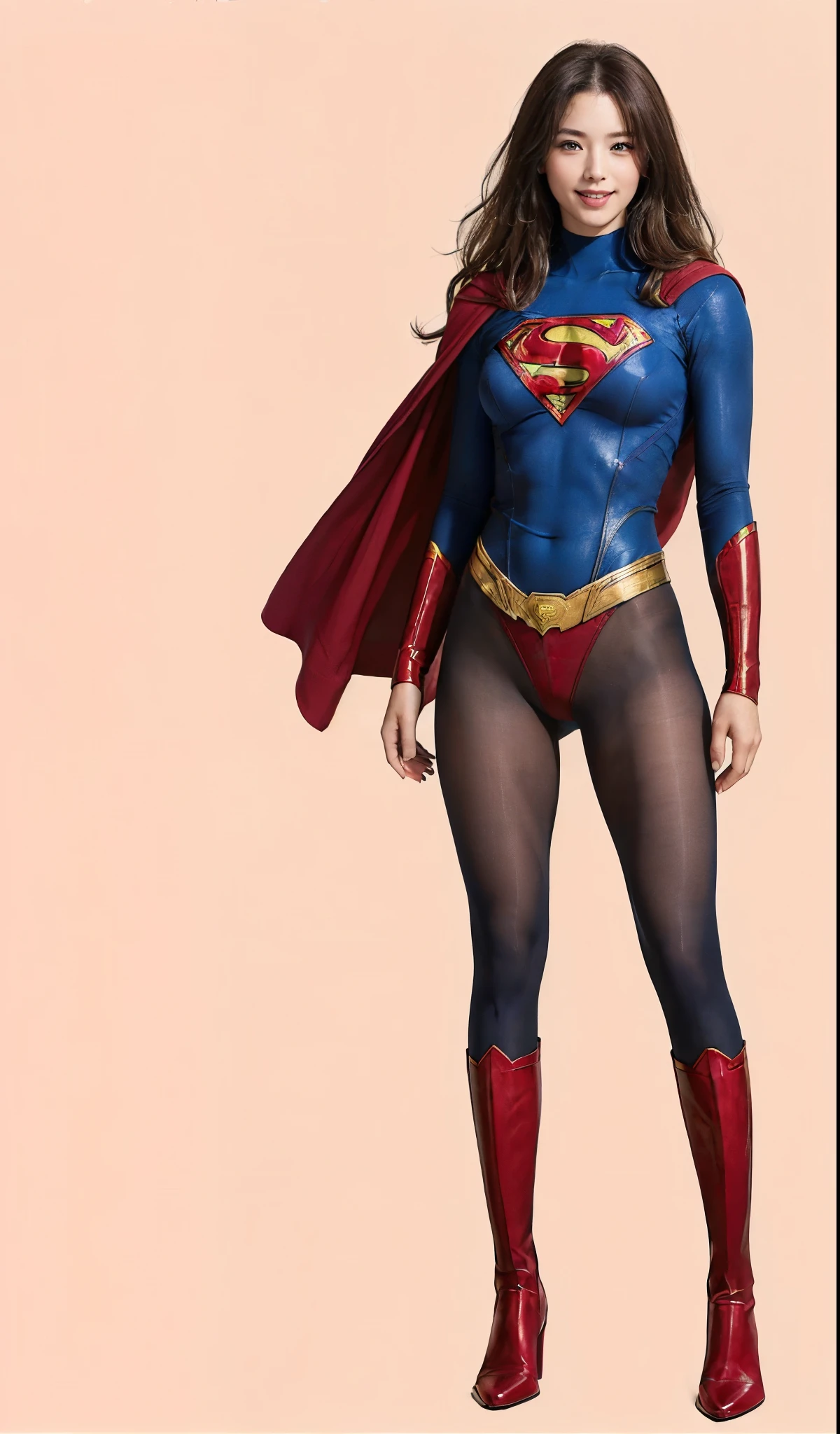 No background、(((Beautiful legs in black tights.)))、(((Legally express the beauty of your smile)))、((((Make the most of your original images)))、(((体にぴったりフィットするSupergirl Costume)))、(((Supergirl Costume)))、(((Beautiful hairstyle)))、(((She is winking cutely.)))、(((Please wear black tights....、Wear red boots)))、((Best image quality、8k))、((highest quality、8k、masterpiece:1.3))、(((Preserve background )))、Sharp focus:1.2、Beautiful woman with perfect figure:1.4、Slim Abs:1.2、Wet body:1.5、Highly detailed face and skin texture、8k