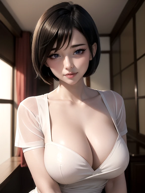 26 year old Japanese woman,(非常にdetailedな肌),Curvy,,Beautiful big ,(Very large breasts),Pale skin,Pointed Chest,Erect nipples,(Fantasy art,Best image quality,Hyperrealist portrait,(8k),Ultra-realistic,最high quality, high quality, High resolution, high quality texture,Attention to detail,Beautiful details,detailed,Extremely detailed CG,detailed Texture,Realistic facial expressions,masterpiece,in front,dynamic,bold),(((short pixie cut))),(Very thin hair),(Very soft hair),(Super Straight Hair:1.5),length, sleek bangs,Very light coppery amber hair,Hair in one eye、(((Wear a nurse's white coat))) (((sit astride a high-backed chair))) (((Sit with your chest against the backrest))) (((Rear View))) (((Photo from behind))) (((I'I' Nothing Under the Skirt))) (((彼女はAccentuate your buttために背中を反らせている))) (((The lines of the body are clearly visible)))、(((Depiction of beautiful fingers))) (((Beautiful body depiction))) (((Sit with your legs apart)))、(((Accentuate your butt)))、(((Full body photo)))、(((Low angle photo)))、(((Correct ankle orientation)))(((Correct number of legs))) (((Accurate Body Composition))) (((正確な後ろからのFull body photo)))