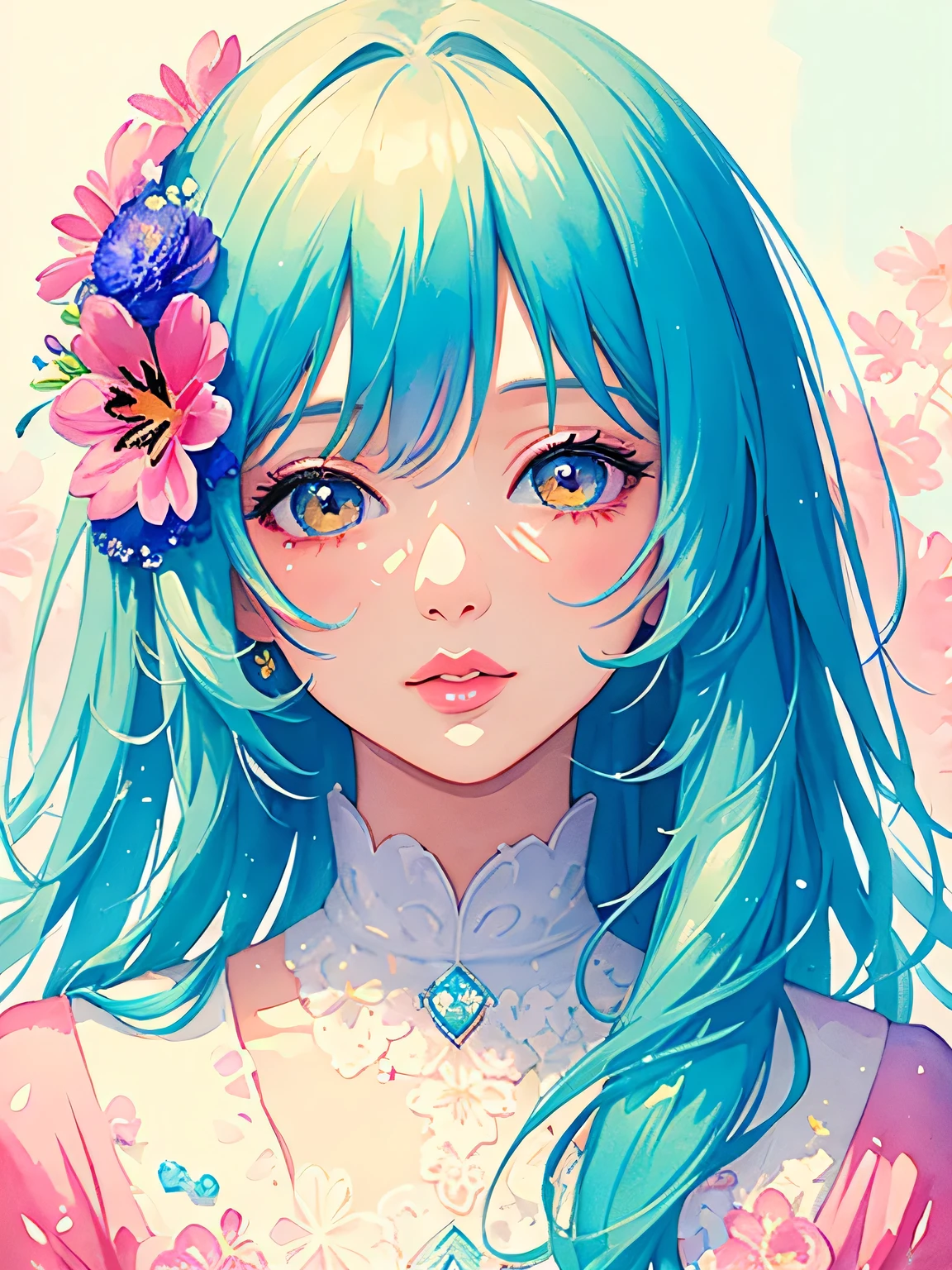 Momoko Sakura style、(((stylish fashion))), 8K Quality、Intense watercolor, Detailed watercolor art, Watercolor splash, Surreal, avant-garde pop art, Beautiful and expressive paintings, Beautiful artwork illustration, Very colorful tones, wonderful, Cool beauty, highest quality、Official Art, Vector art, Stylish design, (((The most beautiful girl))), (((highest quality))), HDR, ((detailed)), (((Doodle Art)), ((masterpiece)), ((Super detailed)), (((Colorful flowers))),(((Stylish))), Lips in Love