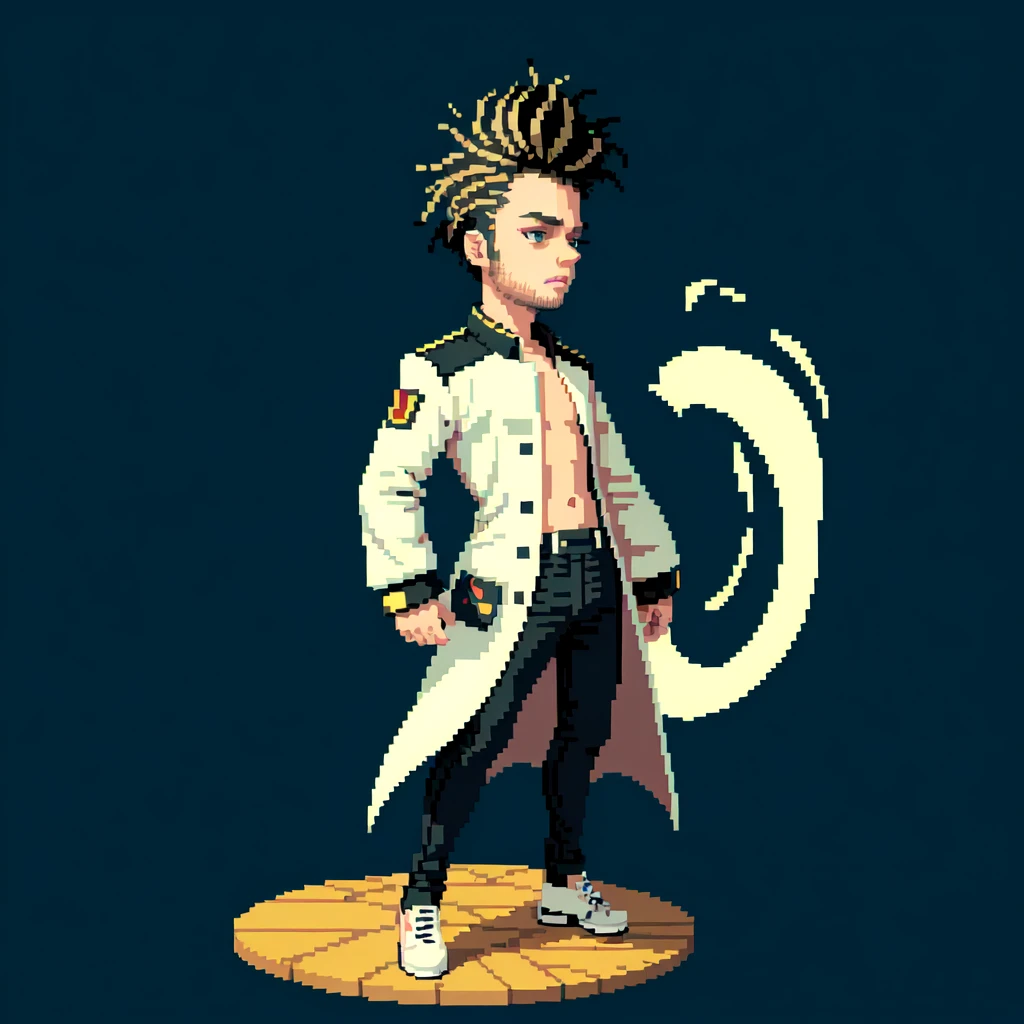 (masterpiece, top quality, best quality), pixel,pixel art,the weeknd,music artist,fullbody