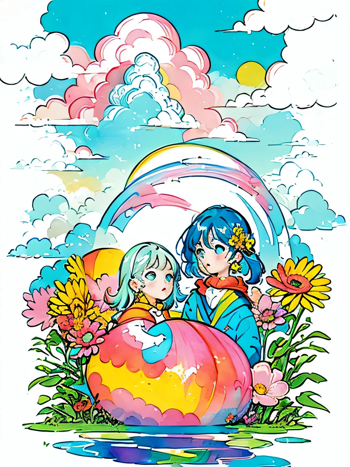 Momoko Sakura style、(((stylish fashion))), 8K Quality、Intense watercolor, Detailed watercolor art, Watercolor splash, Surreal, avant-garde pop art, Beautiful and expressive paintings, Beautiful artwork illustration, Very colorful tones, wonderful, Cool beauty, highest quality、Official Art, Vector art, Stylish design, (((The most beautiful girl))), (((highest quality))), HDR, ((detailed)), (((Doodle Art)), ((masterpiece)), ((Super detailed)), (((Colorful flowers))),(((Stylish))), Lips in Love