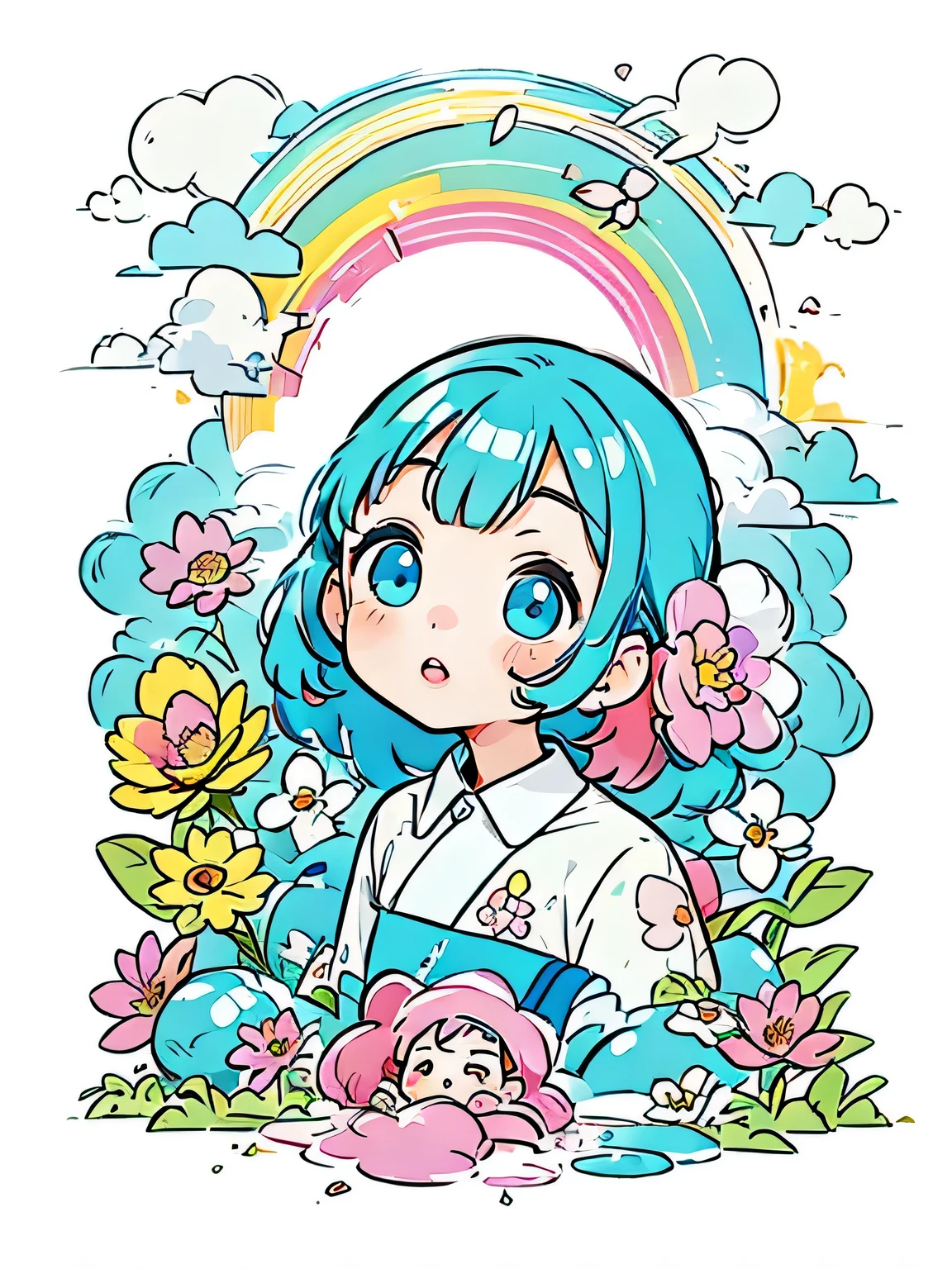 Momoko Sakura style、(((stylish fashion))), 8K Quality、Intense watercolor, Detailed watercolor art, Watercolor splash, Surreal, avant-garde pop art, Beautiful and expressive paintings, Beautiful artwork illustration, Very colorful tones, wonderful, Cool beauty, highest quality、Official Art, Vector art, Stylish design, (((The most beautiful girl))), (((chibi))), (((highest quality))), HDR, ((detailed)), (((Doodle Art)), ((masterpiece)), ((Super detailed)), (((Colorful flowers))),(((Stylish))), Lips in Love