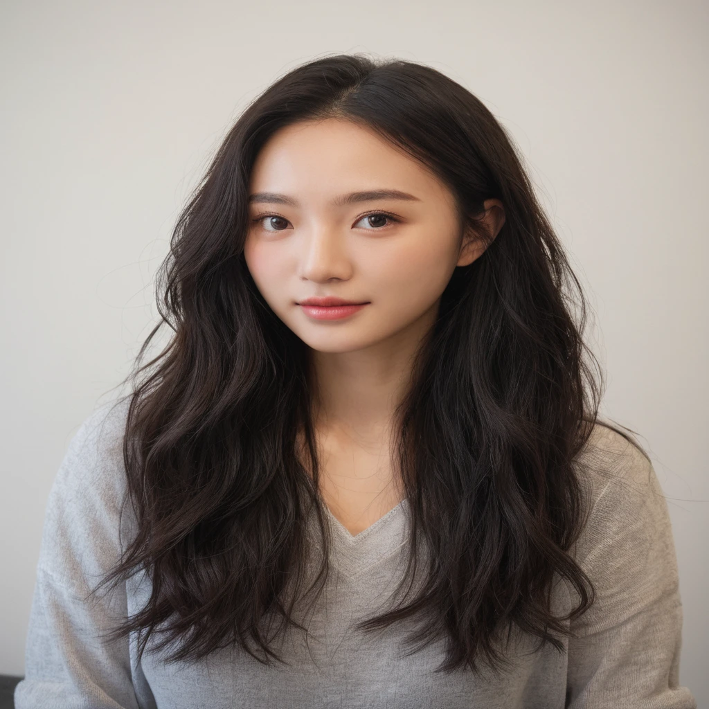 Best Quality, 8k, Masterpiece, (Portrait: 1.3), (photo realistic:1.4), (hyper realistic:1.4), Sharp Focus, looking at viewer, (smoother lighting:1.1), (increase cinematic lighting quality:0.9), realistic lighting, backlighting, light on face, ray trace, (brightening light:1.2), (Increase quality:1.4), sharp detail, (best quality real texture skin:1.4), finely detailed eyes, black_eyes, finely detailed face, 25 year old Korean woman, (white formal_shirt:1.4), (Create an image maintaining the original base model hairstyle:1.5)