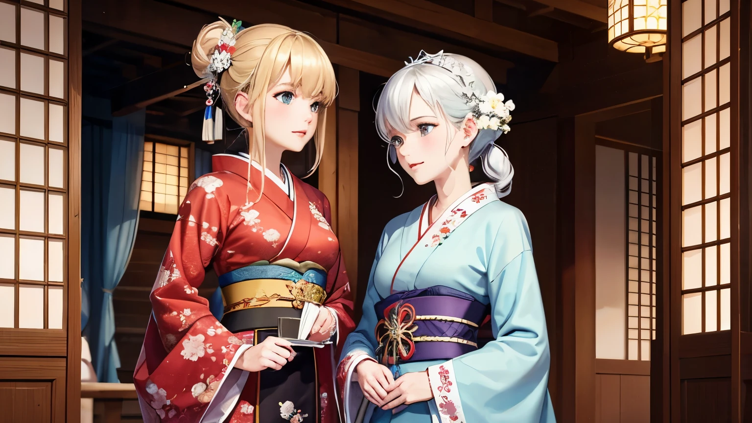 8k,Germany,18th century,Cinderella,mother,kimono,Mansion,Japanese Style,kimono
