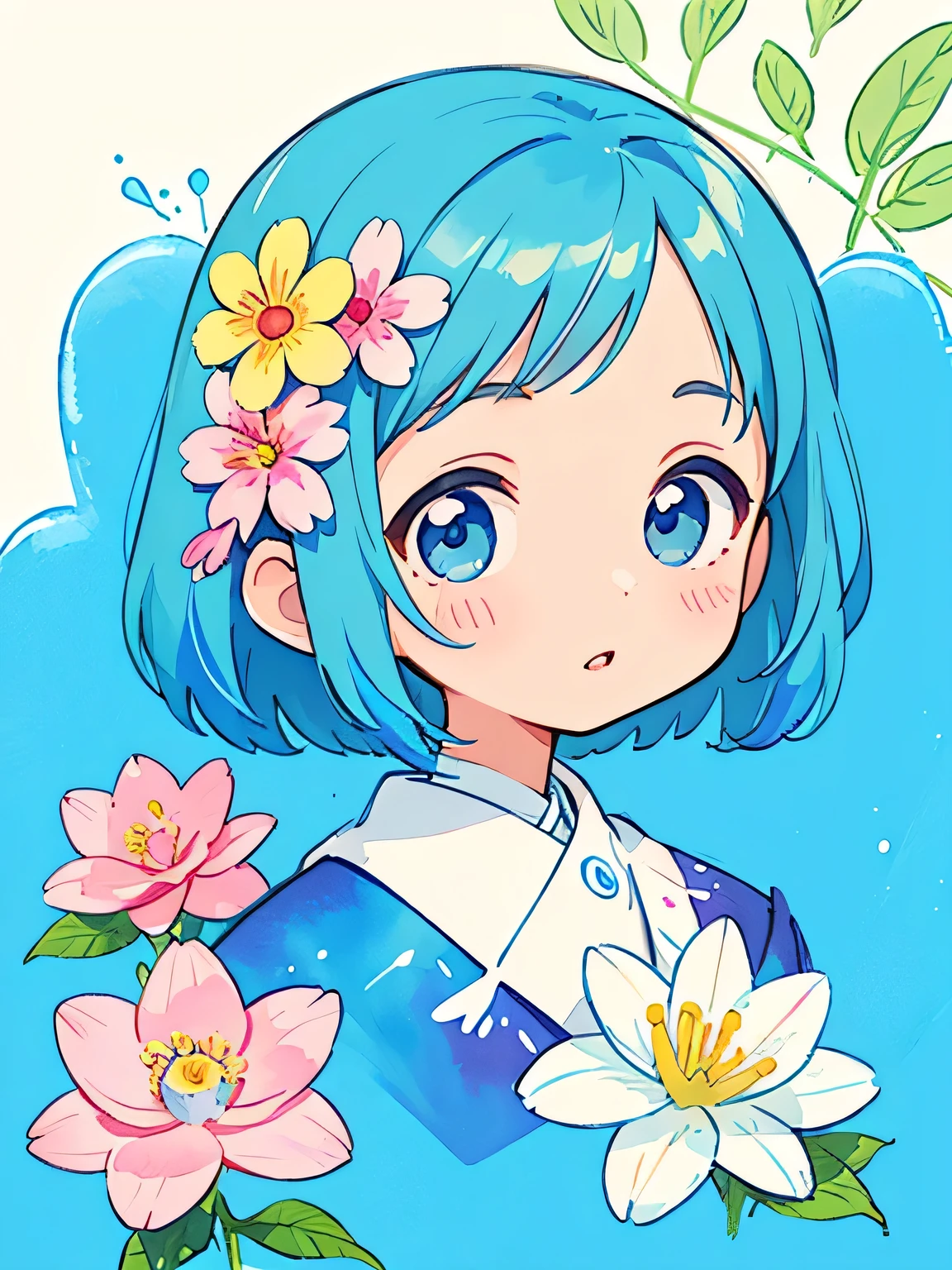 Momoko Sakura style、(((stylish fashion))), 8K Quality、Intense watercolor, Detailed watercolor art, Watercolor splash, Surreal, avant-garde pop art, Beautiful and expressive paintings, Beautiful artwork illustration, Very colorful tones, wonderful, Cool beauty, highest quality、Official Art, Vector art, Stylish design, (((The most beautiful girl))), (((chibi))), (((highest quality))), HDR, ((detailed)), (((Doodle Art)), ((masterpiece)), ((Super detailed)), (((Colorful flowers))),(((Stylish))), Lips in Love