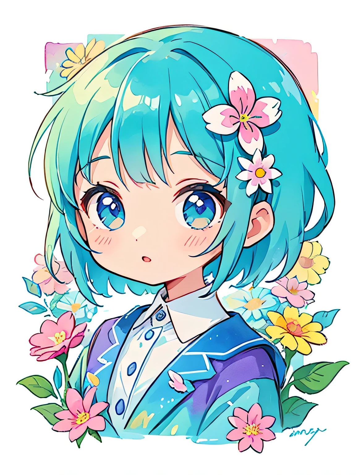 Momoko Sakura style、(((stylish fashion))), 8K Quality、Intense watercolor, Detailed watercolor art, Watercolor splash, Surreal, avant-garde pop art, Beautiful and expressive paintings, Beautiful artwork illustration, Very colorful tones, wonderful, Cool beauty, highest quality、Official Art, Vector art, Stylish design, (((The most beautiful girl))), (((chibi))), (((highest quality))), HDR, ((detailed)), (((Doodle Art)), ((masterpiece)), ((Super detailed)), (((Colorful flowers))),(((Stylish))), Lips in Love
