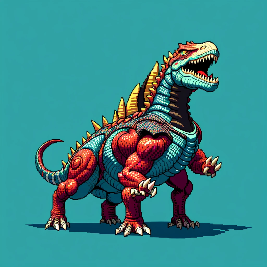(masterpiece, top quality, best quality), pixel,pixel art,spinosaurus,dinosaur,jurasic park,fullbody