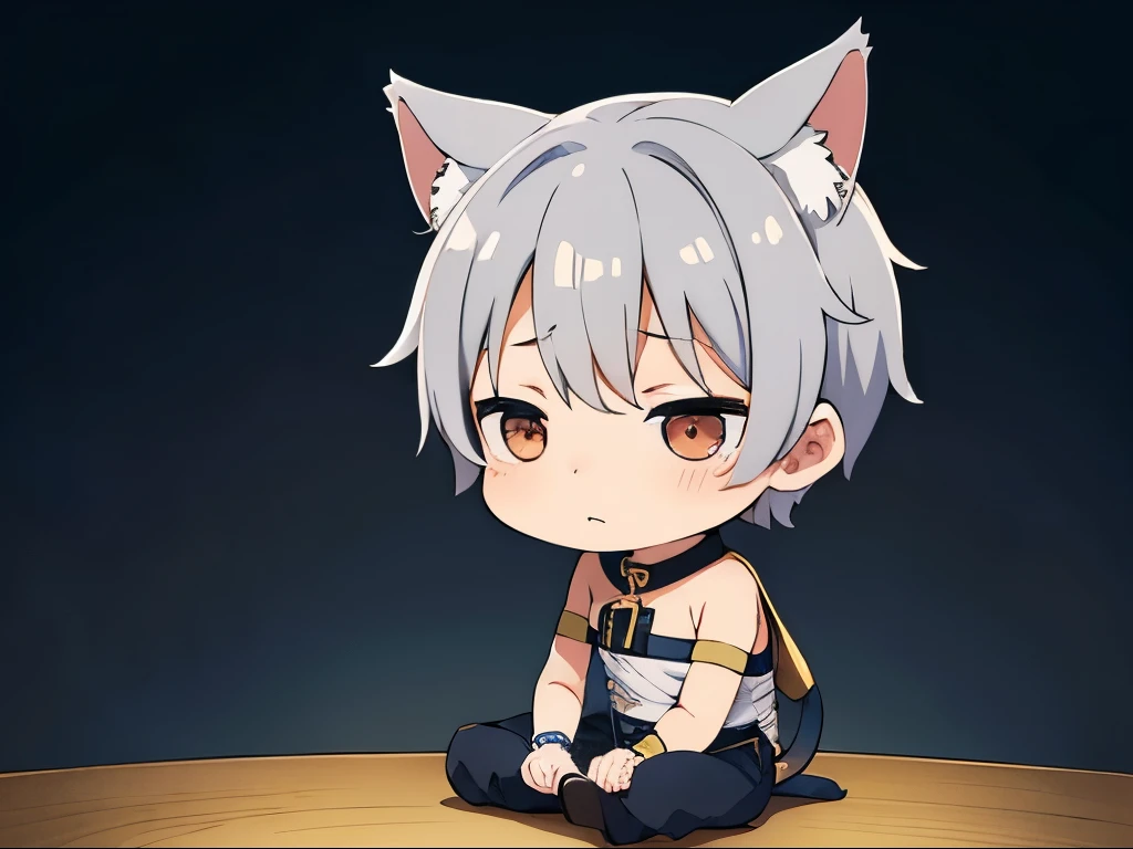 (chibi:1.3)，(sleepy)，whole body，after that，masterpiece, A world where magic and technology coexist, Cat Eared Man(Gray Hair, short hair) ，boy，Hone your skills，Let&#39;s go on a journey to uncover the secrets of power., Beautiful Eyes，depicted in detail. The magician makes the most of the potential of his abilities.，We must learn how to unlock the true potential of modern magic，masterpiece, Cat Eared Man，Gray Hair, short hair)，depicted in detail，