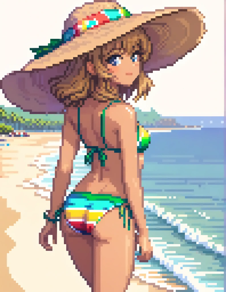 {hair_color:sunset_orange_waves}
{skin_color:tanned_bronze}
{outfit_description:scale:white_lace_bikini:scale_2}
{lip_expression:coral_pink_lips}
{body_lines:athletic_and_toned}
{accessories:gold_hoop_earrings}
{background_setting:tropical_beach_with_palm_trees}
{group_or_solo:scale:solo:scale_2}
{overall_vibe:playful_and_inviting}
{art_style:scale:pixel_art_detailed:scale_2}
{detail_level:scale:ultra_detailed:scale_2}
{creative_freedom:limited_creative_freedom}
{lighting_scenario:bright_sunlight}
{additional_props:beach_umbrella}
{art_style_modifier:scale:sharp_edges:scale_2}
{breast_size:A_cup}
{butt_size:small_butt}
{eye_color:turquoise}
{camera_angle:eye_level_from_front}
{pose:sitting_on_beach_towel_with_sunglasses}
{atmosphere:vibrant_and_relaxing}
{artist_style:scale:AziibPixelMix:scale_2}