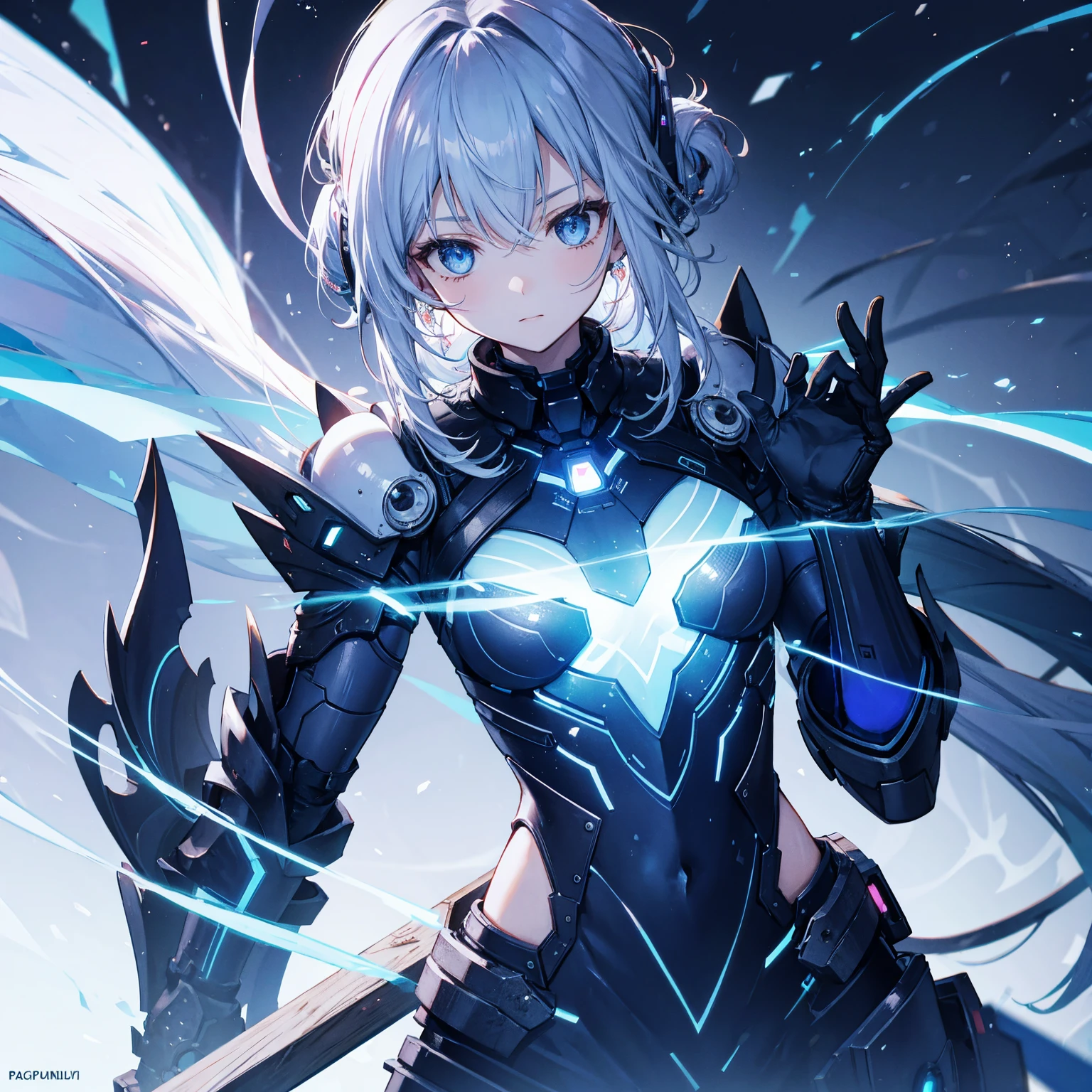 8k, highest quality, (real:1.4), Original photo, 1 girl, Asari Hair, Biological Amplifier, refined armor, posture: Peace talks between warring factions, smart blue eyes,Big moon in the background