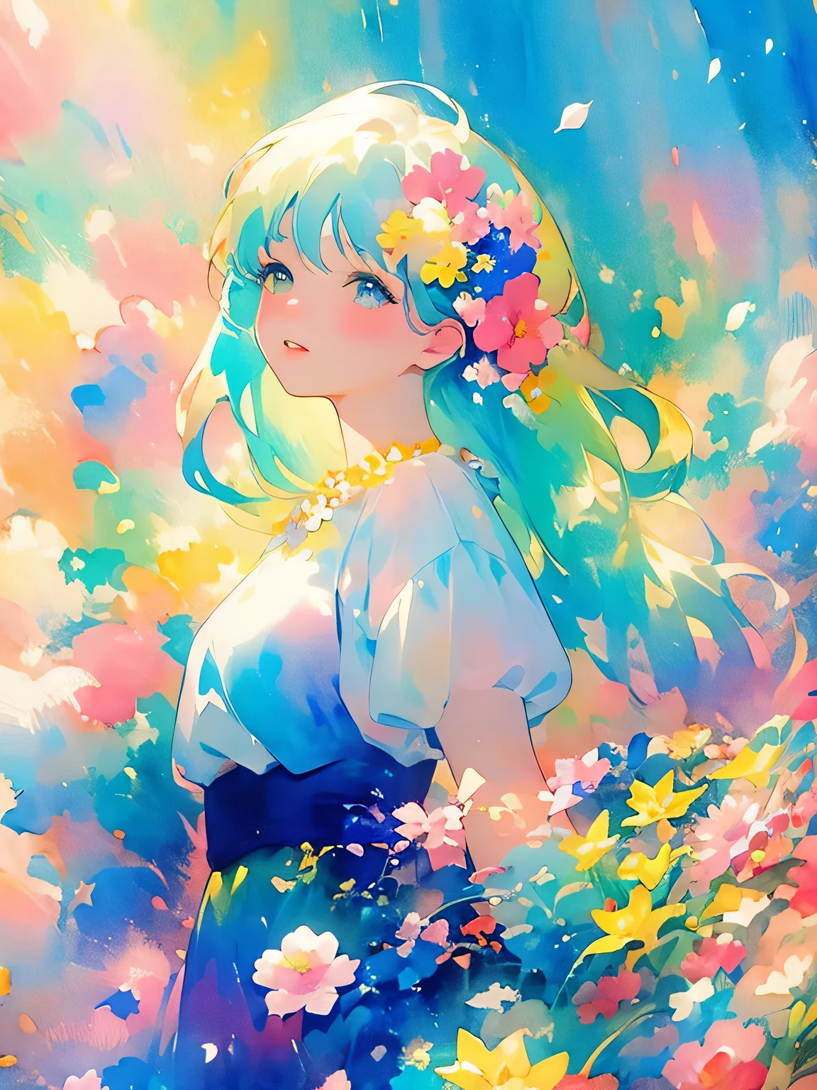 Momoko Sakura style、(((stylish fashion))), 8K Quality、Intense watercolor, Detailed watercolor art, Watercolor splash, Surreal, avant-garde pop art, Beautiful and expressive paintings, Beautiful artwork illustration, Very colorful tones, wonderful, Cool beauty, highest quality、Official Art, Vector art, Stylish design, (((The most beautiful girl))), (((highest quality))), HDR, ((detailed)), (((Doodle Art)), ((masterpiece)), ((Super detailed)), (((Colorful flowers))),(((Stylish))), Lips in Love