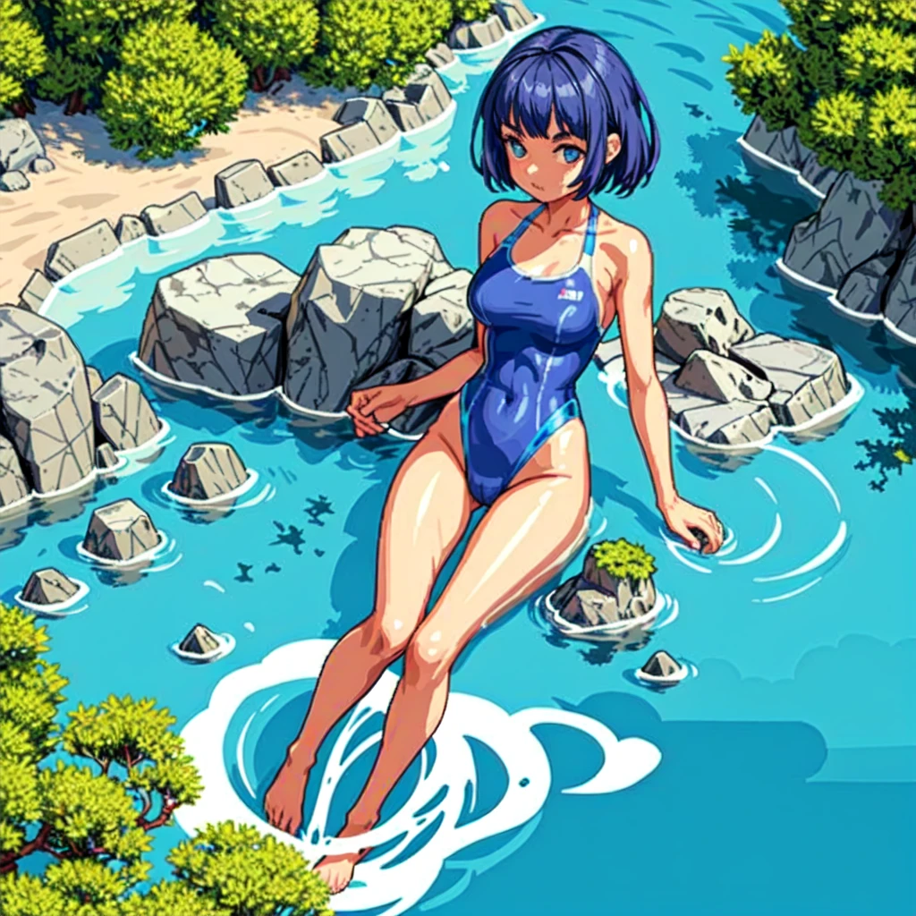 (masterpiece, top quality, best quality), pixel,pixel art,girl,swimsuit,swiming poolfullbody