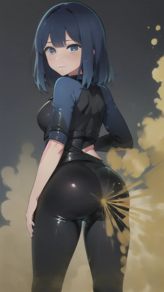 ((velocity)),Attacked by farts, (Kurokawa Akane from Oshi No Ko),(((Women farting))),(girl farting),(blue eyes),(blue hair,velocity,)(a female),(wearing latex shiny compression suit),(her butt facing screen and bending over)),(ass grab),(anime girl),(Casino), (masterpiece:1.2、top-quality, best-quality)、(the Extremely Detailed CG Unity 8K Wallpapers、ultra-detailed、Best Shadows)、(Detailed background)、(The best lighting、extremely delicate and beautiful)、depth of fields、1girl in、solo、upward looking gaze、