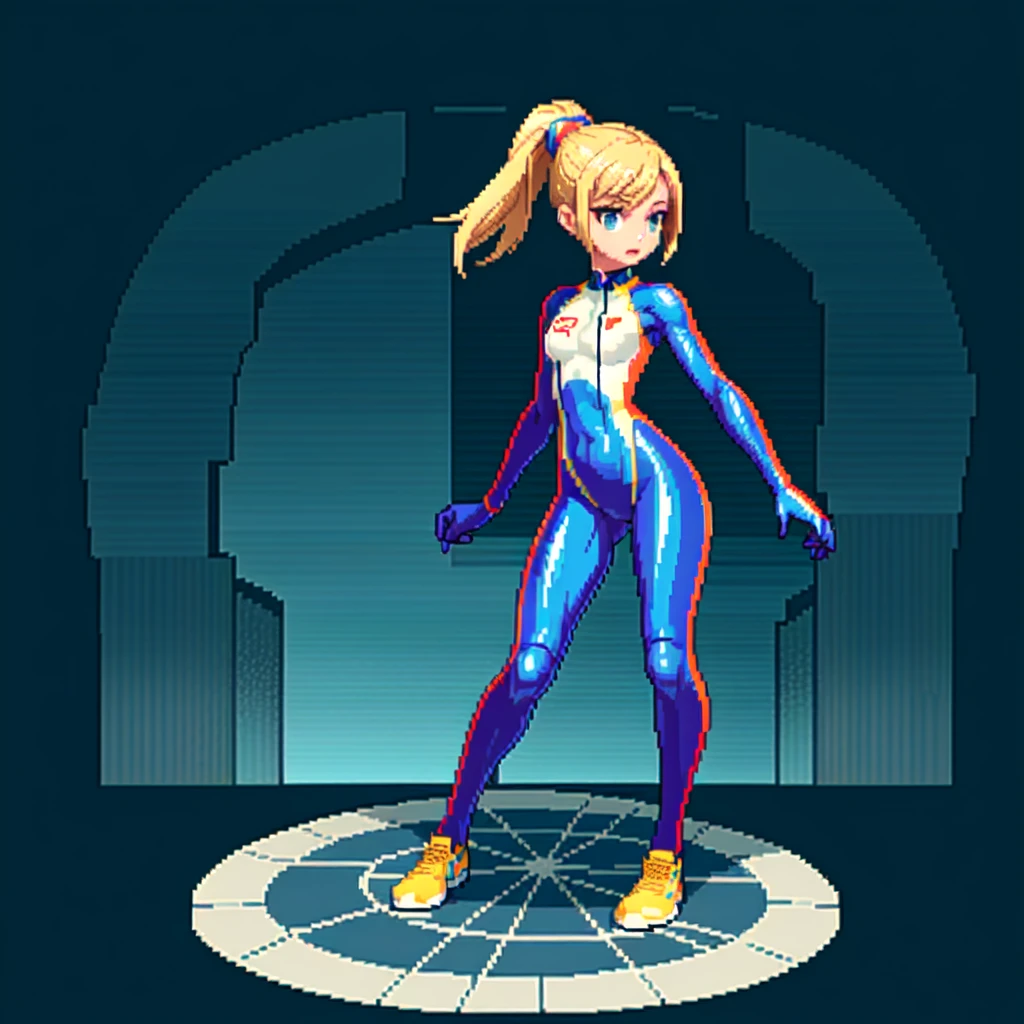 (masterpiece, top quality, best quality), pixel,pixel art,girl,sportsuit,on track,fullbody