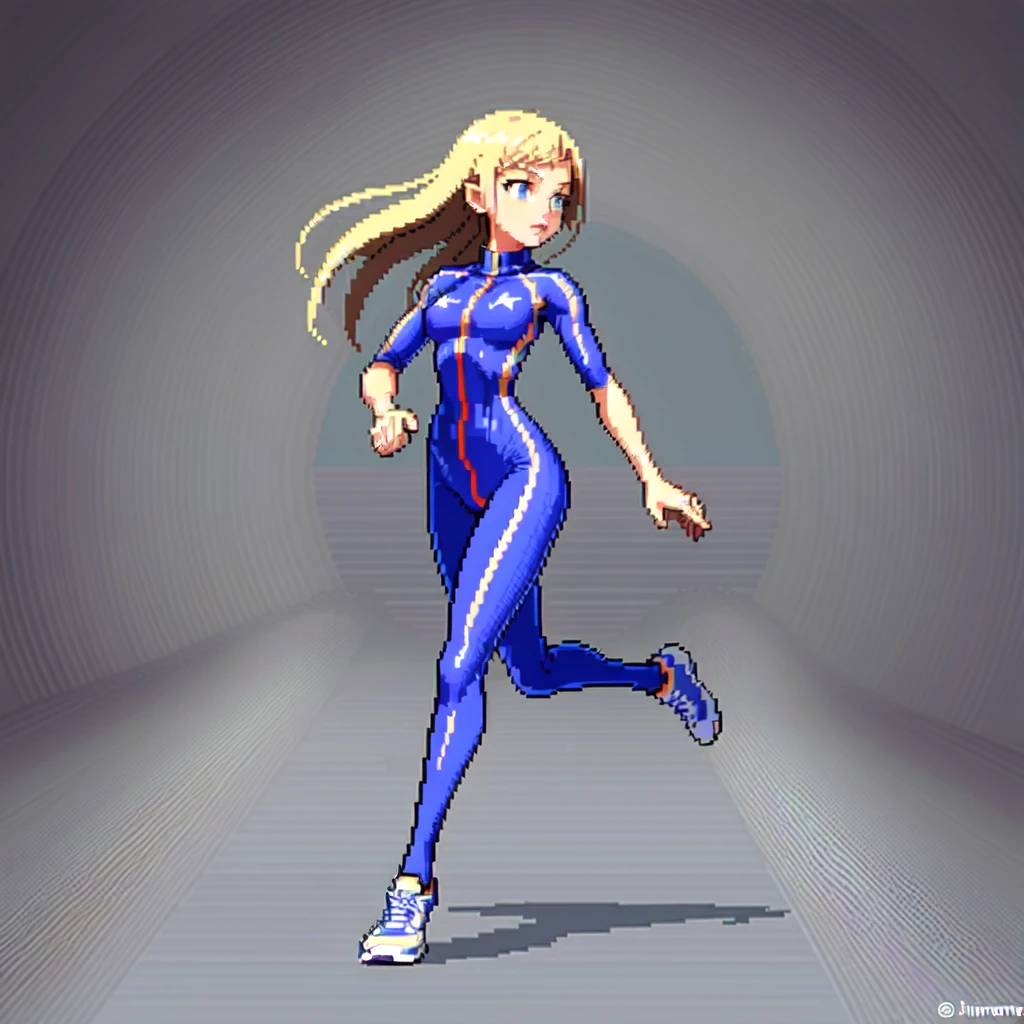 (masterpiece, top quality, best quality), pixel,pixel art,girl,running suit,fullbody