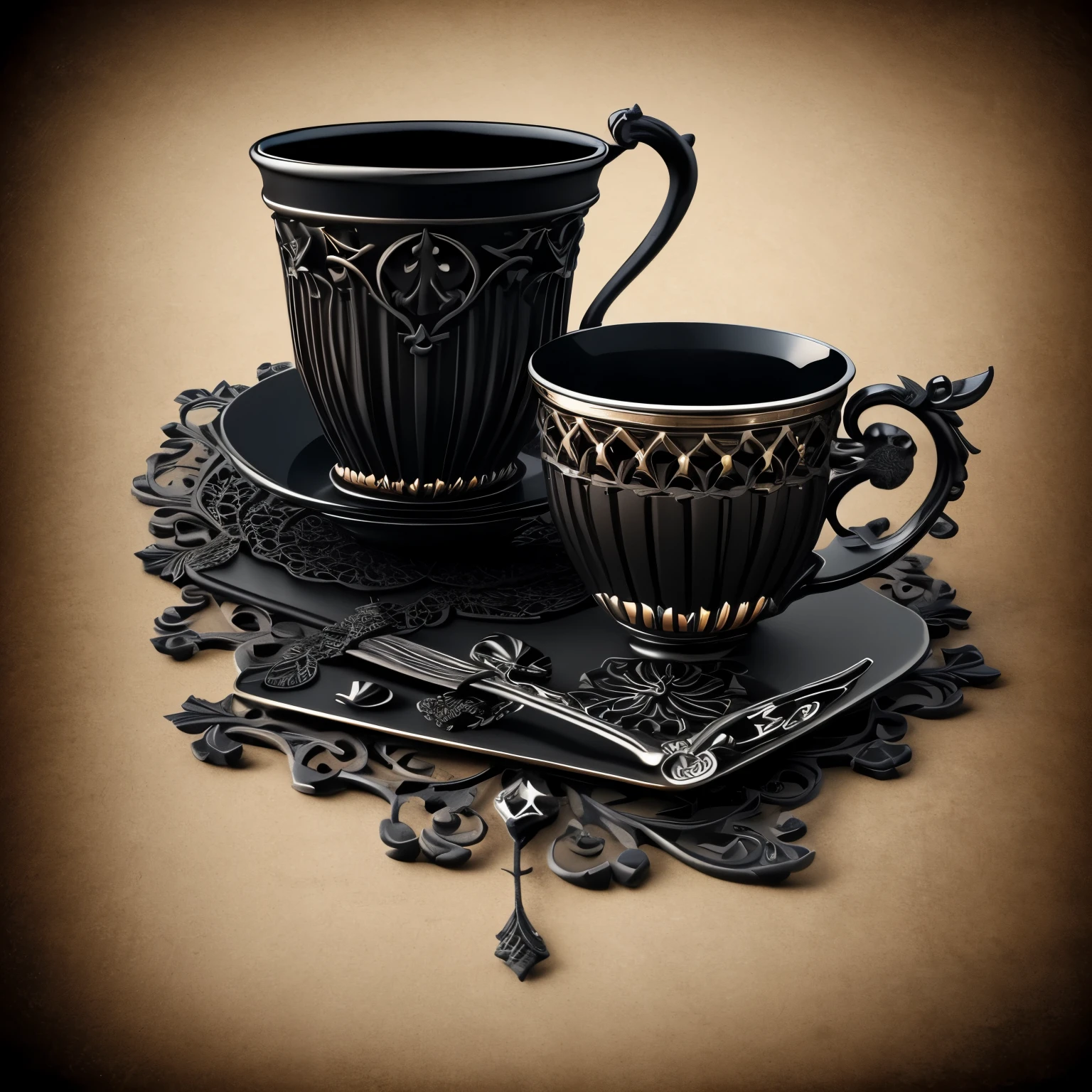 Gothic，cup，Black Elements，Skeleton element，