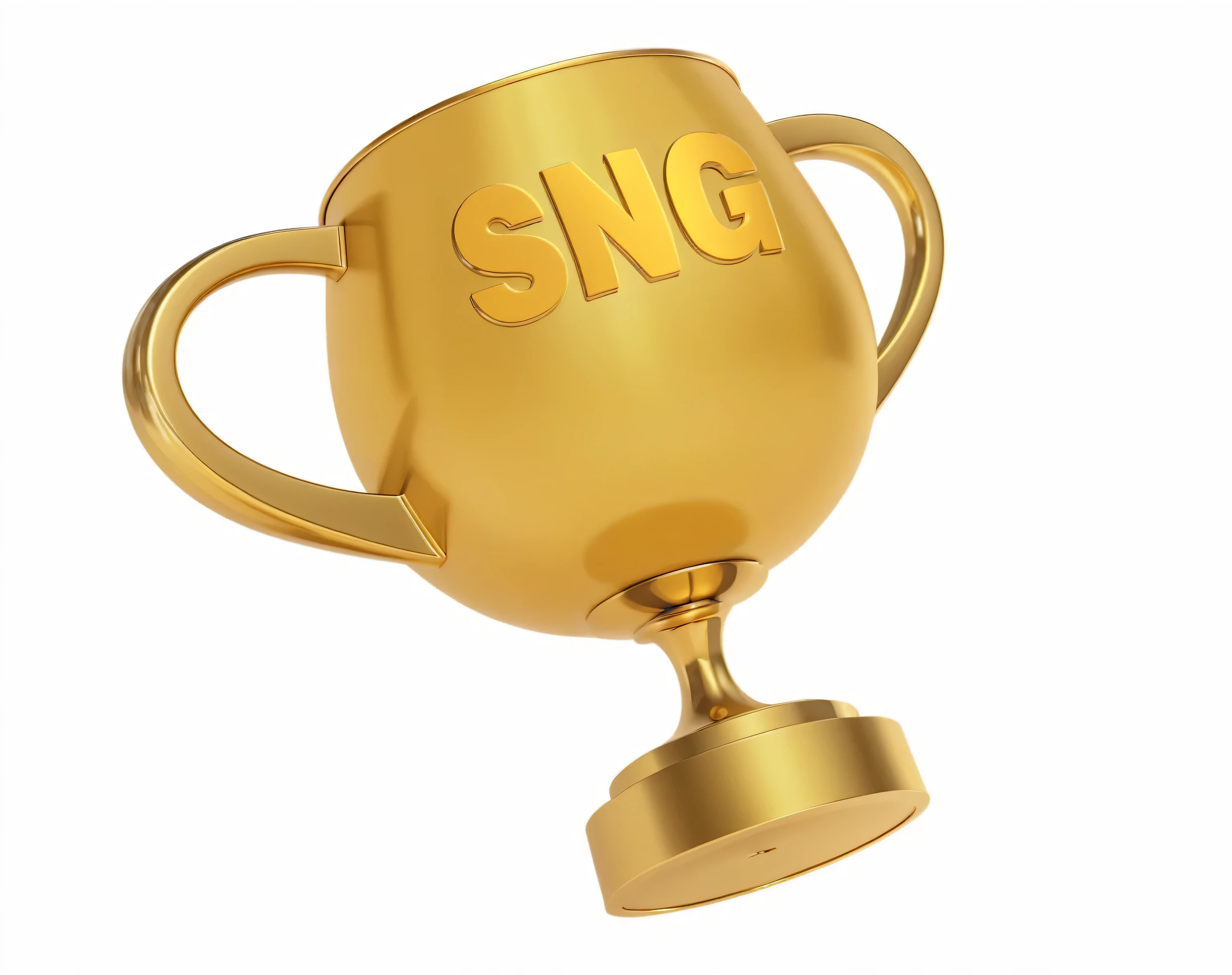 A 3D trophy with a gold texture, rendered in 3D with a C4D style. The image showcases smooth textures, set against a white background with a soft light source to highlight the details, featuring ray tracing effects, in 4K resolution;