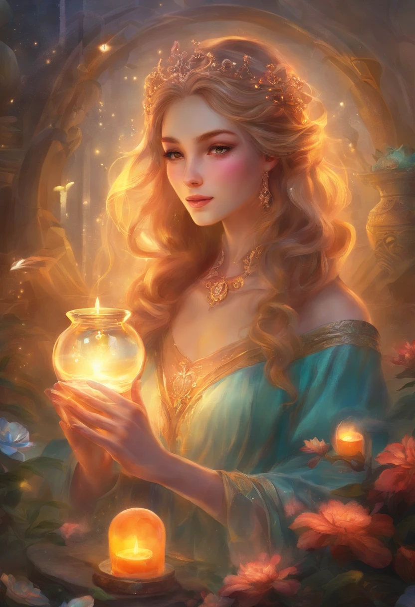 Candle and soap bubble fantasy,Dim lighting,Healing,mysterious,Different world.