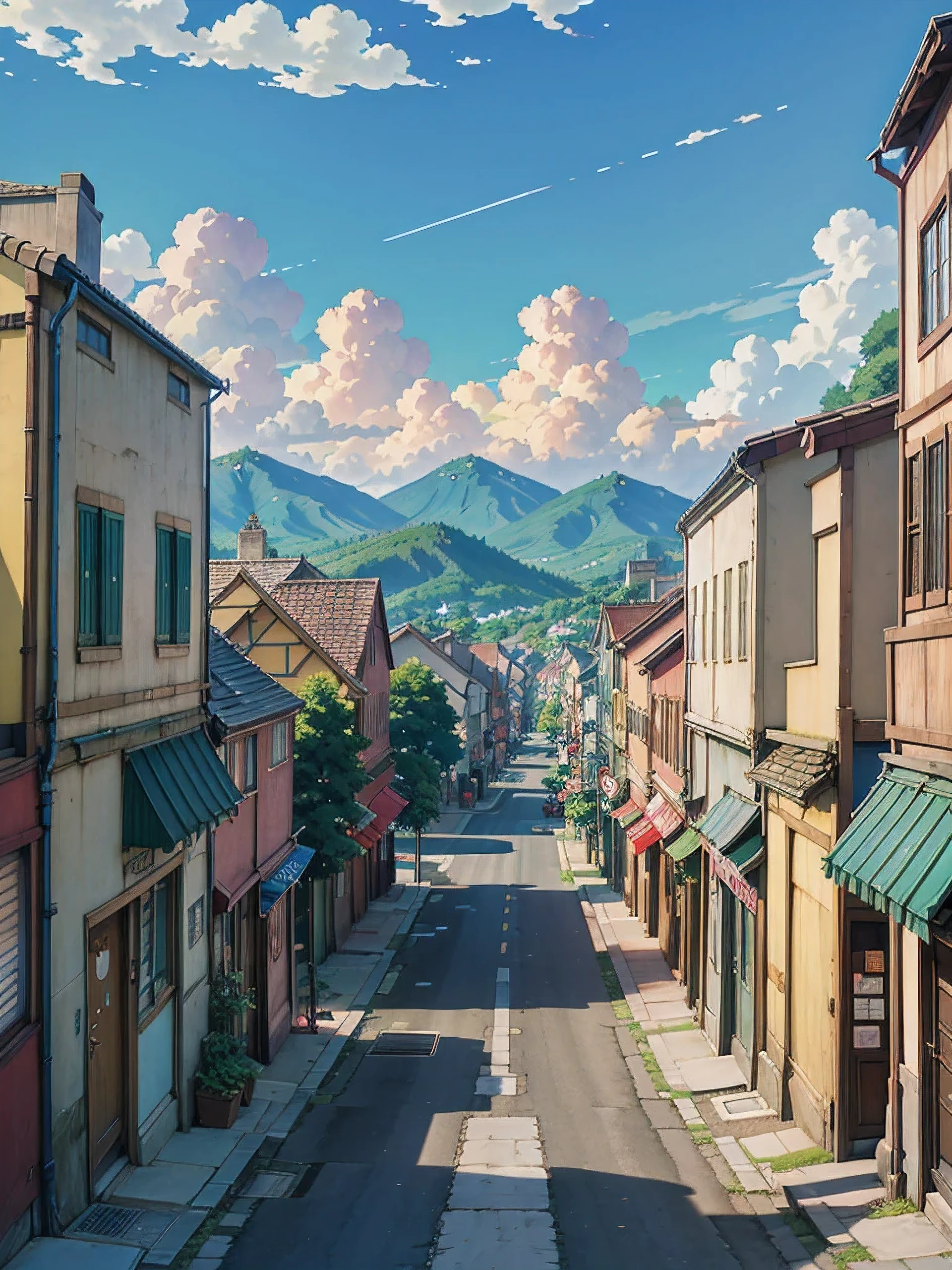 Anime-style streetscape,A woman is walking down the street, Anime-style streetscape, Anime Background Art, Small Town background, HD anime cityscape, Anime Background, Anime Style 4k, Street Background, Downtown Background, Anime Scenery, Anime movie background, Anime Style. 8k, Anime countryside landscape, Anime scenery concept art, Small Town, Anime Scenery, Beautiful anime scenery, unmanned