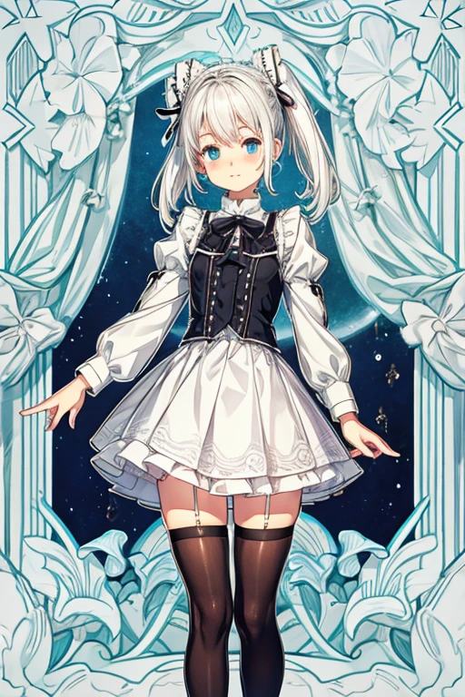 A cute two-dimensional white-haired lolita wearing a miniskirt and small clothes