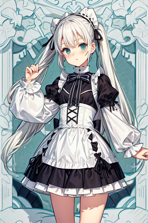 A cute two-dimensional white-haired ta wearing a miniskirt and small clothes