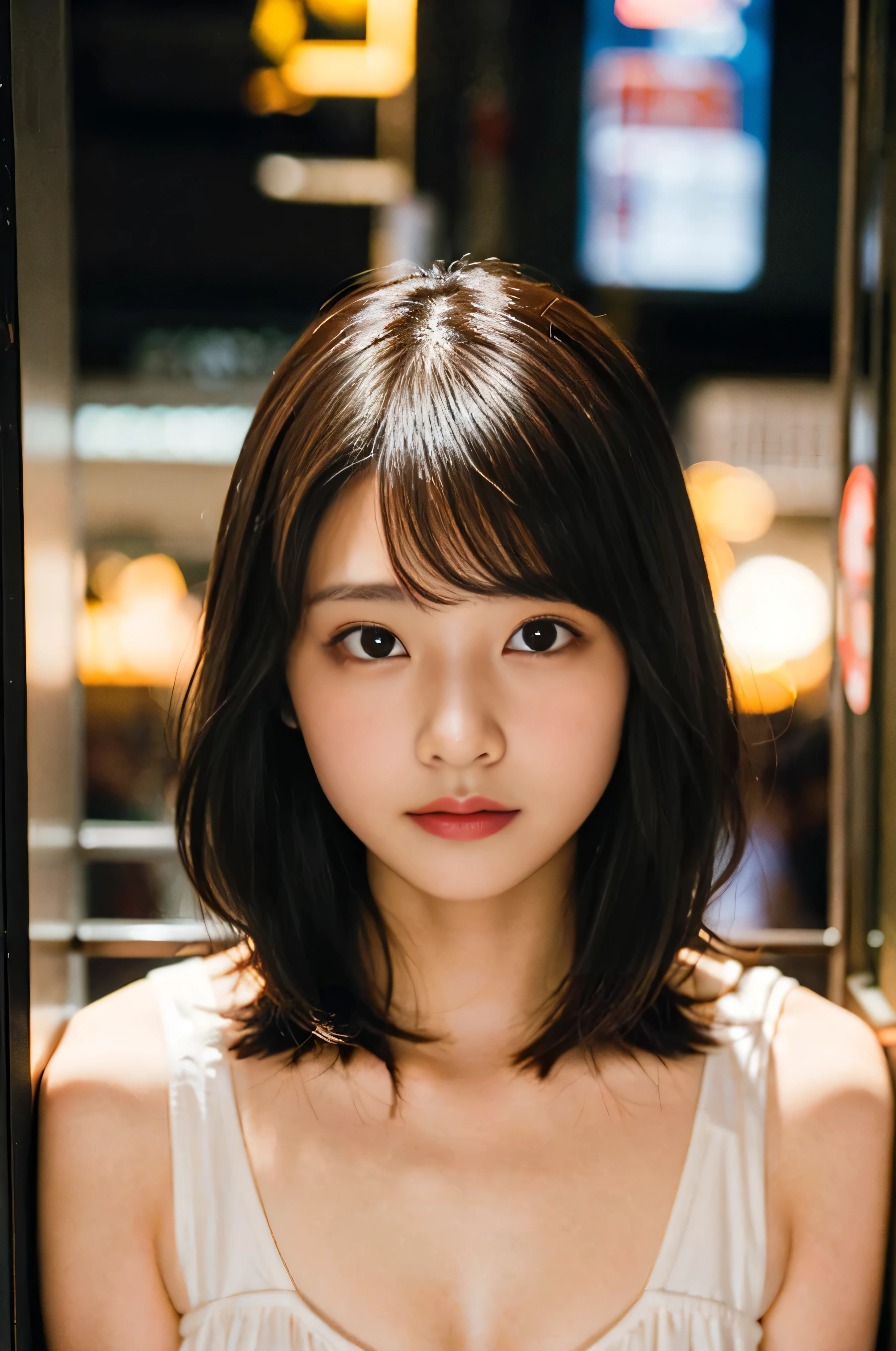Japanese Girls, masterpiece, highest quality, One Girl, (Beautiful girl, Delicate girl:1.3), (18-year-old:1.3), Very fine grain definition, (Symmetrical eyes:1.3), Small breasts, Brown eyes, Parted bangs, Black Hair,
