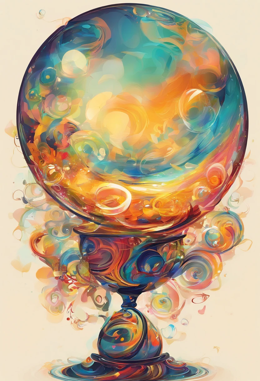 Earth trapped in a soap bubble，mysterious，Healing，Gentle light，Expression of abundance．