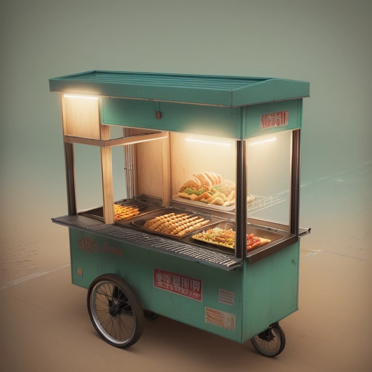 a close up of a food cart with a sign on it, gostoso, kebab, baraka, promo, inspired by Miklós Borsos, profesional photo, inspired by Choi Buk, cart, bolero, trailer, pop realism, detailed image, beksinksi, promotional, gecko, inspired by Miklós Barabás, jakarta