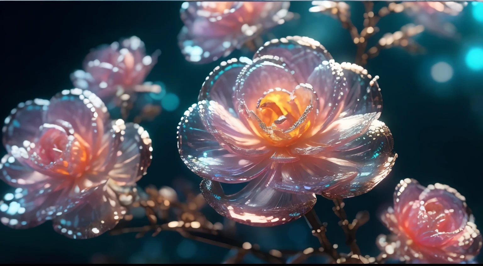 Crystal Spring Flower,Pink-white gradient,Wassertropfen,fantastisch, galaxies, Transparent,, Pink-white gradient,Wassertropfen,Light blue leaves,Funkeln, Funkeln, Brillanz, Wasser,bunt,, Magical photography of light blue leaves, dramatische Beleuchtung, Fotorealismus, ultra detailliert, 4k, depth of field, high resolution