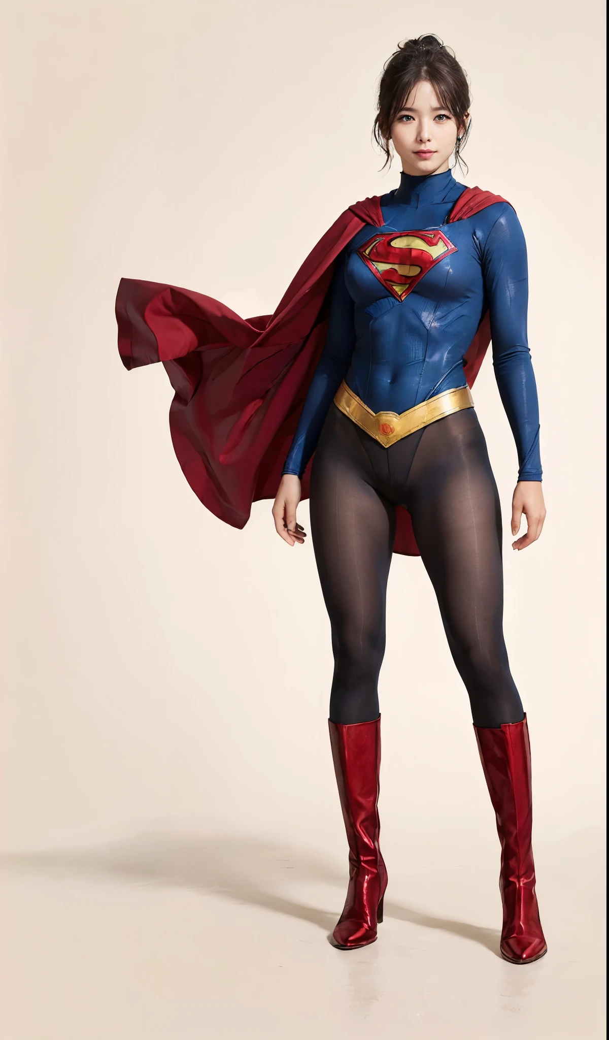 No background、(((Beautiful legs in black tights.)))、(((Legally express the beauty of your smile)))、((((Make the most of your original images)))、(((体にぴったりフィットするSupergirl Costume)))、(((Supergirl Costume)))、(((Beautiful hairstyle)))、(((She is winking cutely.)))、(((Please wear black tights....、Wear red boots)))、((Best image quality、8k))、((highest quality、8k、masterpiece:1.3))、(((Preserve background )))、Sharp focus:1.2、Beautiful woman with perfect figure:1.4、Slim Abs:1.2、Wet body:1.5、Highly detailed face and skin texture、8k