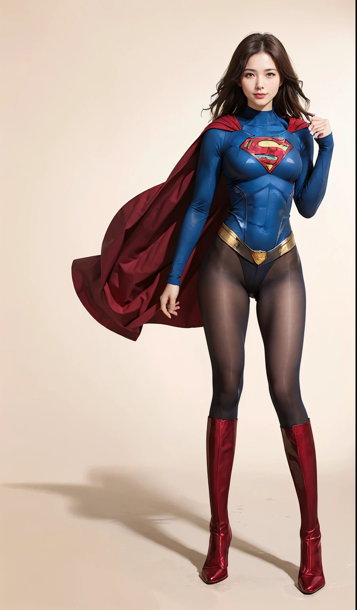 No background、(((Beautiful legs in black tights.)))、(((Legally express the beauty of your smile)))、((((Make the most of your original images)))、(((体にぴったりフィットするSupergirl Costume)))、(((Supergirl Costume)))、(((Beautiful hairstyle)))、(((She is winking cutely.)))、(((Please wear black tights....、Wear red boots)))、((Best image quality、8k))、((highest quality、8k、masterpiece:1.3))、(((Preserve background )))、Sharp focus:1.2、Beautiful woman with perfect figure:1.4、Slim Abs:1.2、Wet body:1.5、Highly detailed face and skin texture、8k