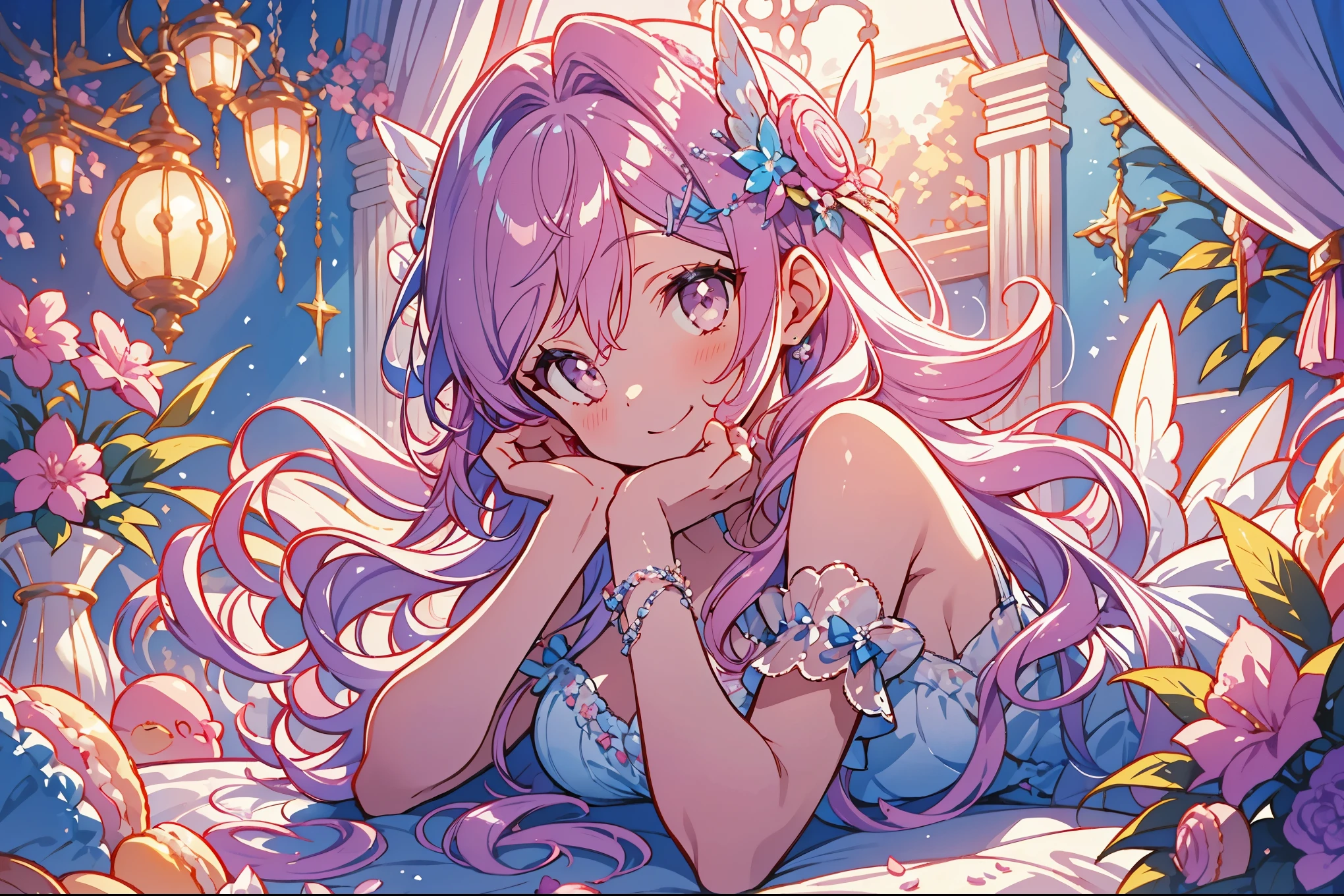 ((Exquisite, beautiful, Very detailed, masterpiece, High quality, Confused, High resolution, Full HD, 16k)),((巨大なpastel colourのマカロン))),(Lots of macarons),((Floating in the air)),Fairy Princess,(Happy), fun, (smile, Laughter), (pink ball gown dress:1.5,Macaron motif dress:1.5,Decorated with lace, Frills and jewels:1.1,),(Bob, Wavy Hair, Pink Hair),(Purple eyes, Big eyes, Fair skin), slim, Soft Edge, Soft lines, Saturated colors, Bright colors, pastel colour, Warm lighting, Soft lighting, Fantasy, Romantic atmosphere, Dreamy atmosphere, 