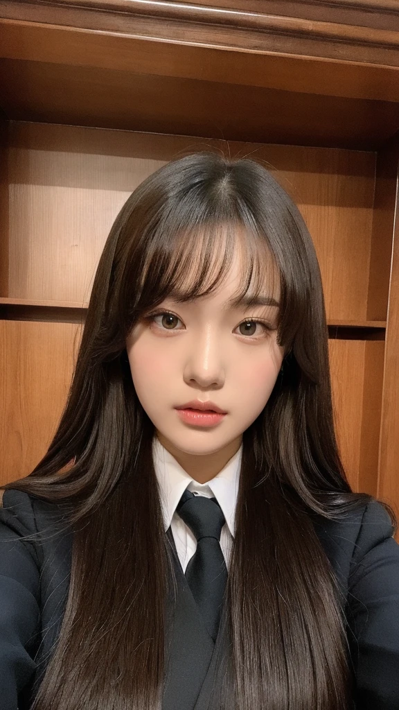 （hyperrealistic， high resolution：1.3）， 1 girl with the perfect body， Very detailed face and eyes，long hair, ：1.2，， big girl , Wearing a magistrate uniform