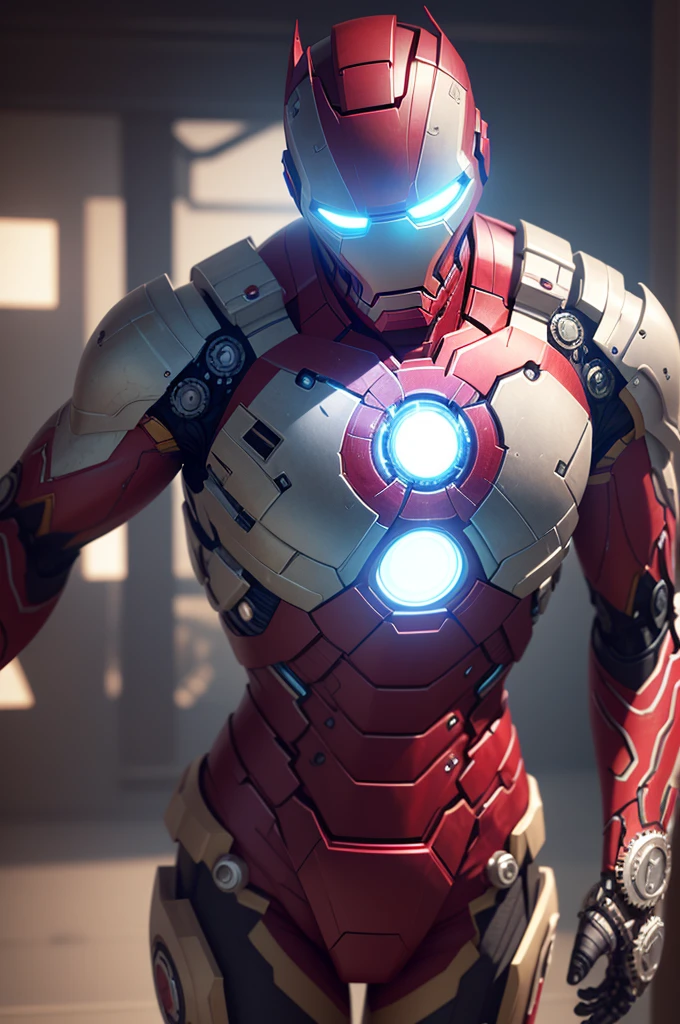 a highly detailed and realistic 3d render of an arc reactor from the iron man suit, intricate mechanical gears and components, glowing blue core, metallic textures, chiaroscuro lighting, cinematic composition, award-winning digital art, octane render, hyper-realistic, 8k resolution, photorealistic, stunning detail, dynamic lighting