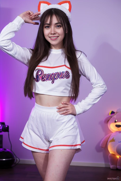 un primer plano de una mujer vestida de animadora posando para una foto, Anna Nikonova aka Newmilky, ukrainian chica, alexa gracia, a age chica cheerleader, chica wearing uniform, attractive chica, En el mostrador, hermosa joven modelo, vistiendo uniforme de rr diner, ( camarera ) chica, 🐎🍑, anna nikonova, foto de un modelo, playful and happy