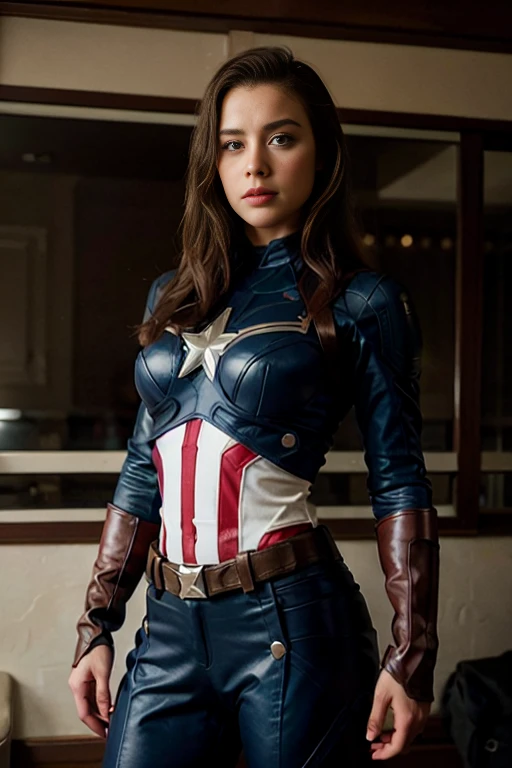 woman in a Captain america costume posing for a picture, amber heard as Captain america, as Captain america, emma watson as Captain america, margot robbie as Captain america, gal gadot as Captain america, Captain america, Captain marvel, de los vengadores, from a wonderful movie, de los vengadores (2012), Captain, cuerpo de superheroe