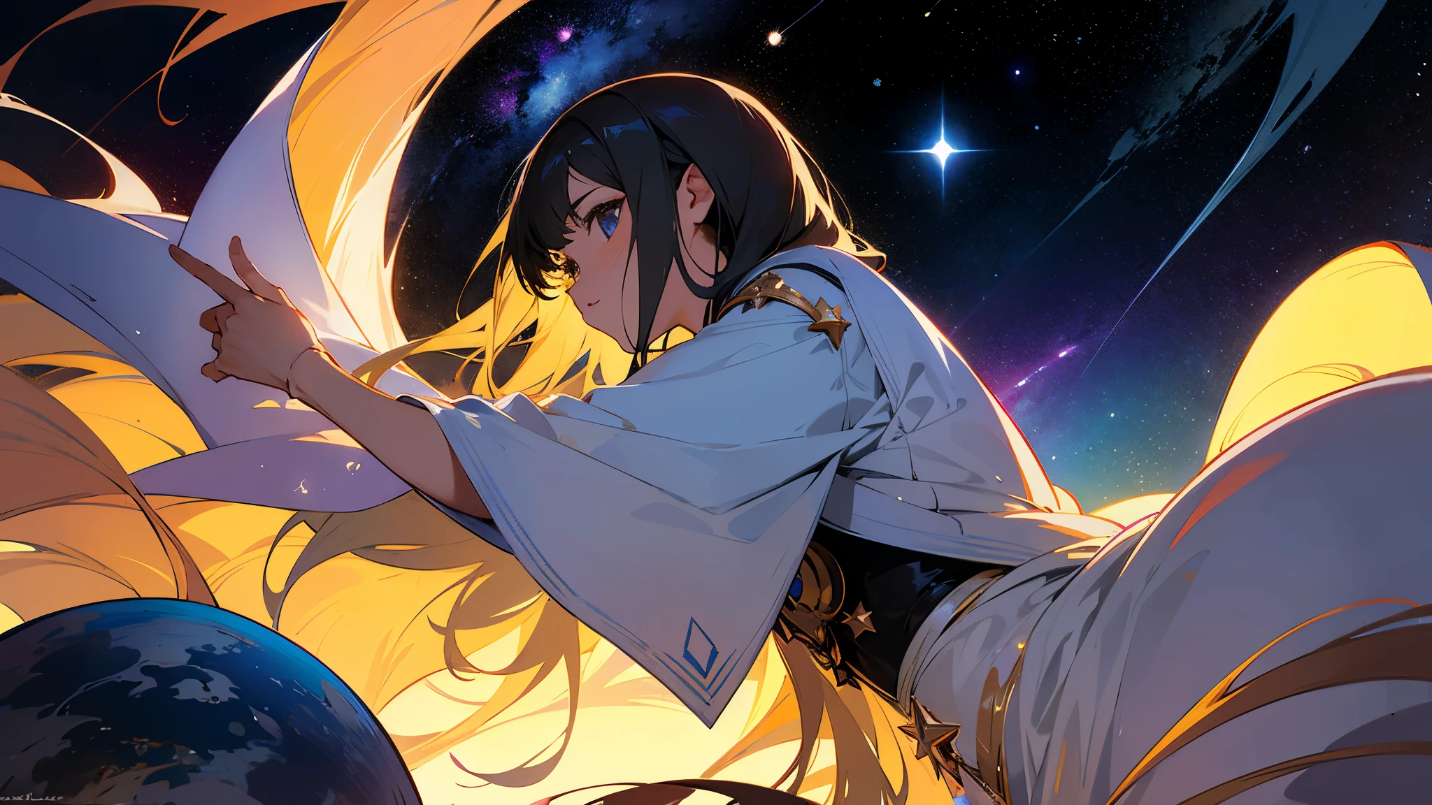 

(masterpiece、Best Quality: 1.2)、Provocative composition、Low - Angle、From below、Look Up、Cinematic Anime、universe、universe、milky way、Cosmos、惑star、star、universe飛行士、whole body、Super detailed、Beautiful Face、Fine grain、Anime clips of three girls floating in great detail、Correct ???????、Incredible Absades

