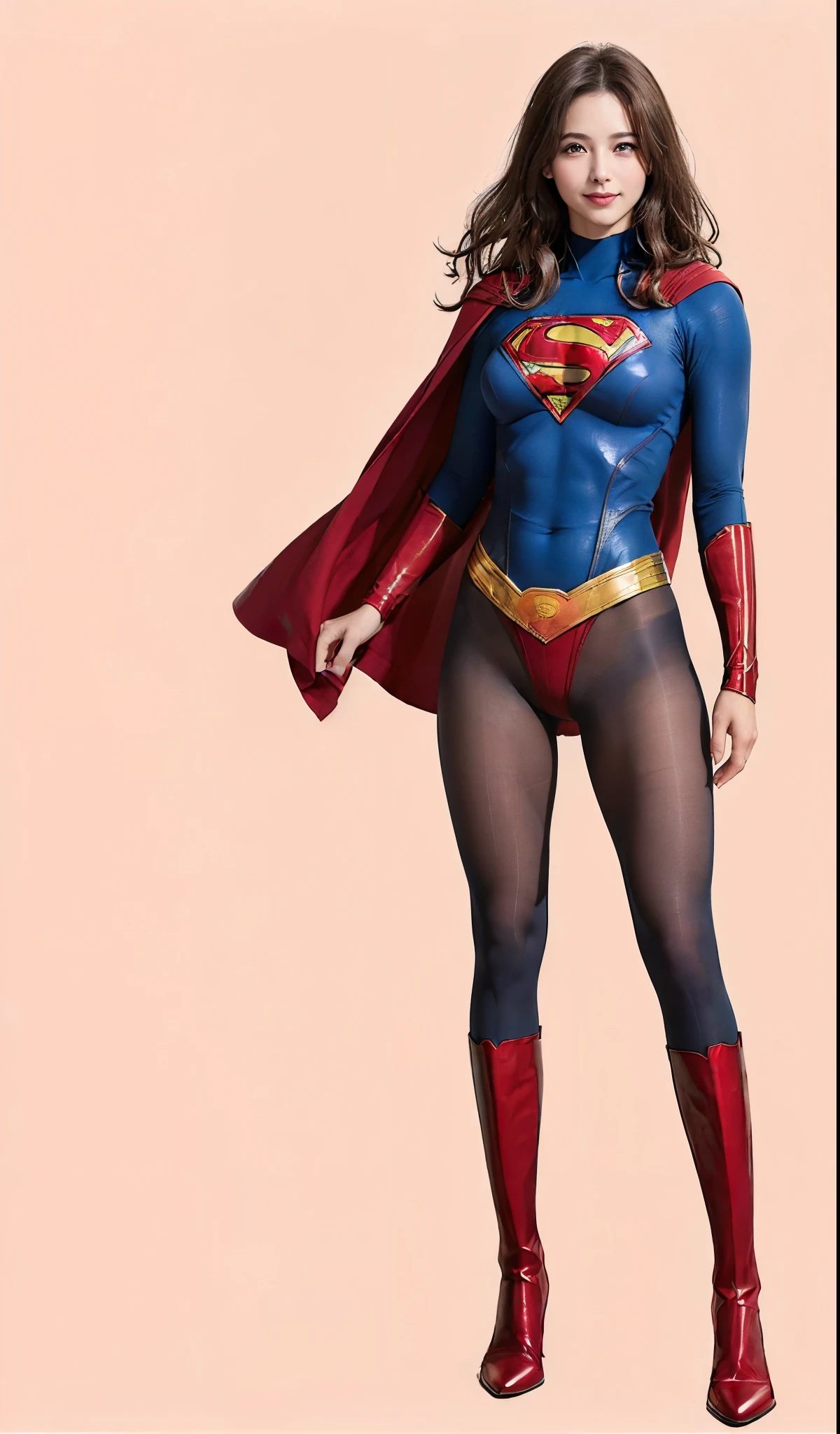 No background、(((Beautiful legs in black tights.)))、(((Legally express the beauty of your smile)))、((((Make the most of your original images)))、(((体にぴったりフィットするSupergirl Costume)))、(((Supergirl Costume)))、(((Beautiful hairstyle)))、(((She is winking cutely.)))、(((Please wear black tights....、Wear red boots)))、((Best image quality、8k))、((highest quality、8k、masterpiece:1.3))、(((Preserve background )))、Sharp focus:1.2、Beautiful woman with perfect figure:1.4、Slim Abs:1.2、Wet body:1.5、Highly detailed face and skin texture、8k