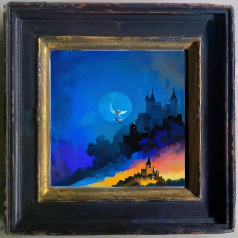 birds flying castles with sky painting and painting art.
a blue bird with the moon logo on a ship, the castle in the sky beside blue, blue and orange buildings, the sky behind
a dragon from the castle flying the bird from the tower in a shining sky
a castle in the tower with the castle tower , Acryl painting , watercolor painting style , impression style.
