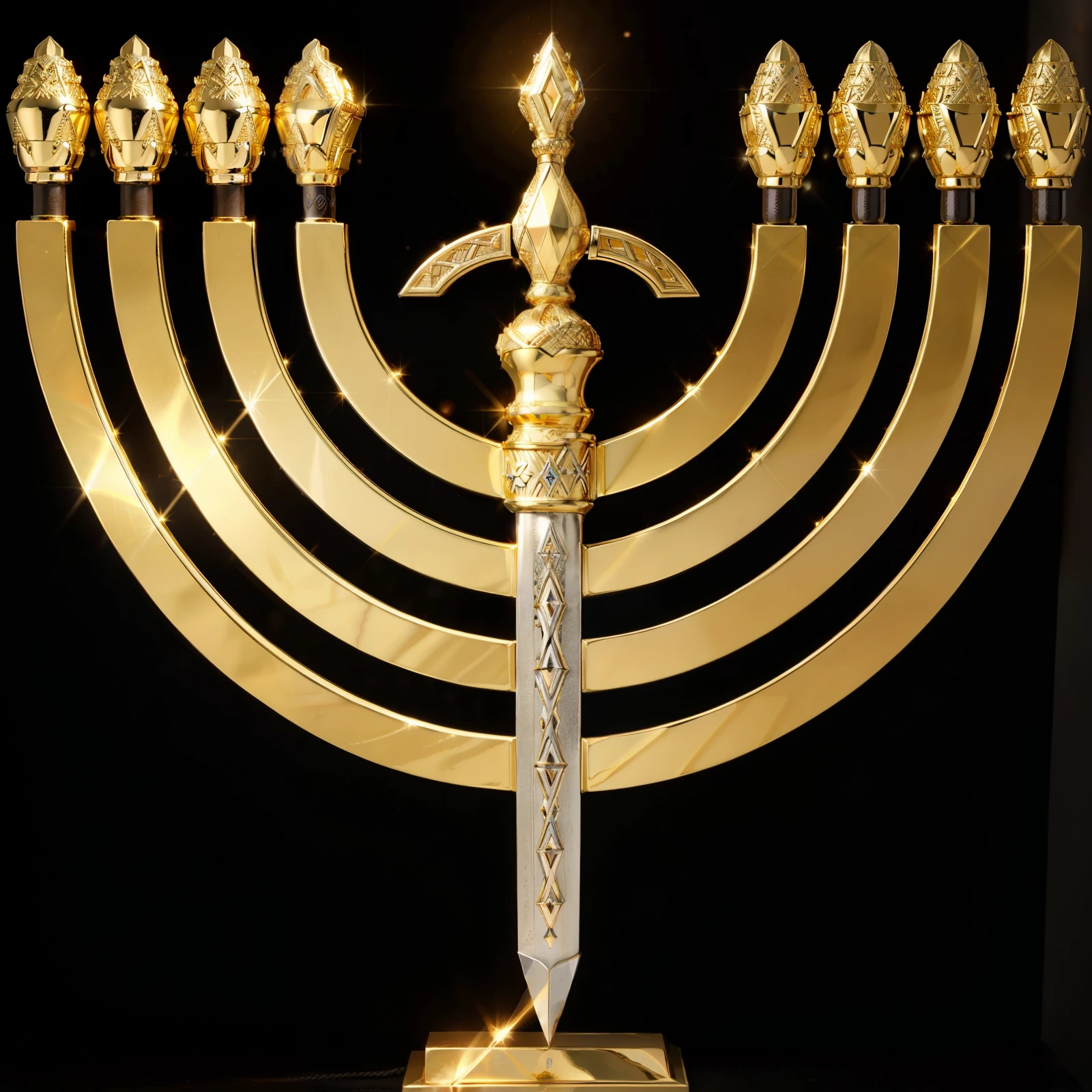 Candelabro, Menorah, Candelabro de ouro, Fogo, Dourado, tempestade, Detailed Realistic Menorah 16K, Detailed Realistic Sword UltraHD,  Detailed Realistic Fire Power, Detailed Realistic Light 8K, Realistic 16K,  Menorah Ultra Realista 16K, Espada Ultra Realista, Texturas Ultra Realistas 16K, Cores Ultra Realistas 16K, Cores Fotorrealistas 8K, Texturas Fotorrealistas 8K, Contraste Fotorrealista 16K, Nitidez Ultra Realista 4K, Divine Menorah Realistic, Golden Menorah Ultra Realista, Golden Detailed Realistic 8K, Sliver Sword Realistic 8K, Detailed Realistic Black And Golden Ligh, Nigh Realism, Detailed Realistc Darkness Golden Power, Towards the Heavens, celestial, divino, fotorrealista, renderizado, 4k, 8k, texturas detalhadas, sombras detalhadas, decente, cores detalhadas, Contraste realista, Texturas fotorrealistas, cores detalhadas, cores realistas, sombras detalhadas, Eletricidade, 4k, Ultra detalhado, contraste 8k realista, nitidez detalhada, cores Ultra HD, Elegante, hebrew menorah, Golden, Black golden, Silver Sword, Beauty Sword Power, Sword Realistic, Detailed Realistic Sword 16K, Silver, Black and Golden, Fire, Realistic Menorah, Elegante 