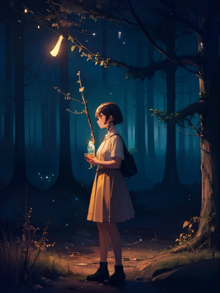 spirits among branches and fireflies by Kuvshinov, samdoesart, dreamlikeart, (((surrealism))), (Style-Glass)