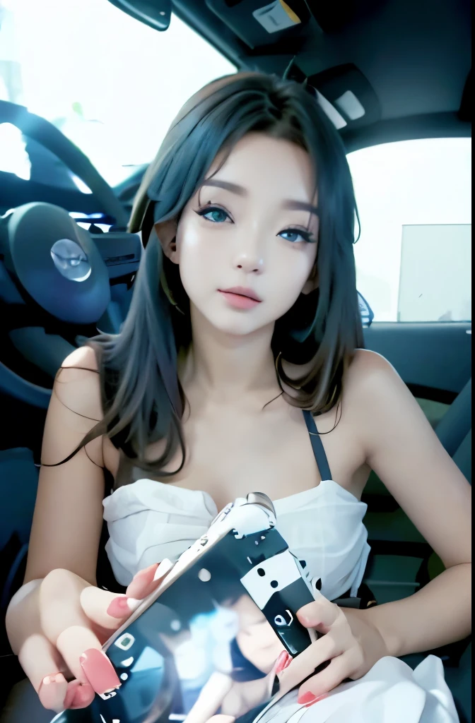 phbjcrsc, car interior, Manicure, car, throw, Telephone, Ground cars, ,
22 years old,
Perfect Skin、Perfect Face ,
Colombian supermodel ,
Pretty face, , Cute eyes,
Malibu blue hair ,
masterpiece ,
EXIF Thumbnail Surprise Lighting, Real Life,
RAW Photos, theme, 8K Ultra HD, Soft lighting, high quality, Film Grain, ,
Photorealistic,
1 girl:1.8)
Accurate 5-finger、Accurate human body、Perfect human body、The most beautiful face, True to the human body、Correct five-finger、Perfect human body、Knowledgeable person、Highly detailed face and skin texture、Natural neck length、(beautiful Hands)、beautiful, length, Thin legs、straighten both legs、please stretch your arms、