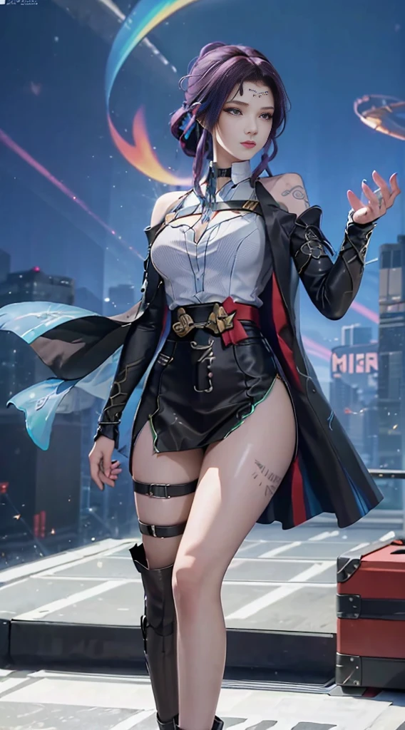 ((((7 avatar shootings)))),cowboy_shooting,masterpiece, best quality,Extremely detailed, Extremely detailed 16k CG wallpaper,Pretty Face,(The mature e-sports devil in the e-sports room),(Perfect and graceful curvy figure),sit,Rainbow Gem Eyes,Crescent-shaped pupils, Wearing a resin holographic open jacket,Cropped top with drape,Mini pleated skirt,Bell collar,Logo,Young hair,Contour light, concert, Neon, vocal, Bell collar,Gaming headsets,, Esports room, play games, Red under the skin,Holographic projection,Chart,Graffiti logo,Very detailed tattoos_,Goethe,Cyberpunk,fantasy,Science fiction,From《The Matrix》,Sparkling streamline,Anti-magic 3D protective shield,Rainbow,amazing,Chic,Gorgeous,attractive,Astonishing,((((7 avatar shootings)))),cowboy_shooting
Authoring information, from below, Show legs,