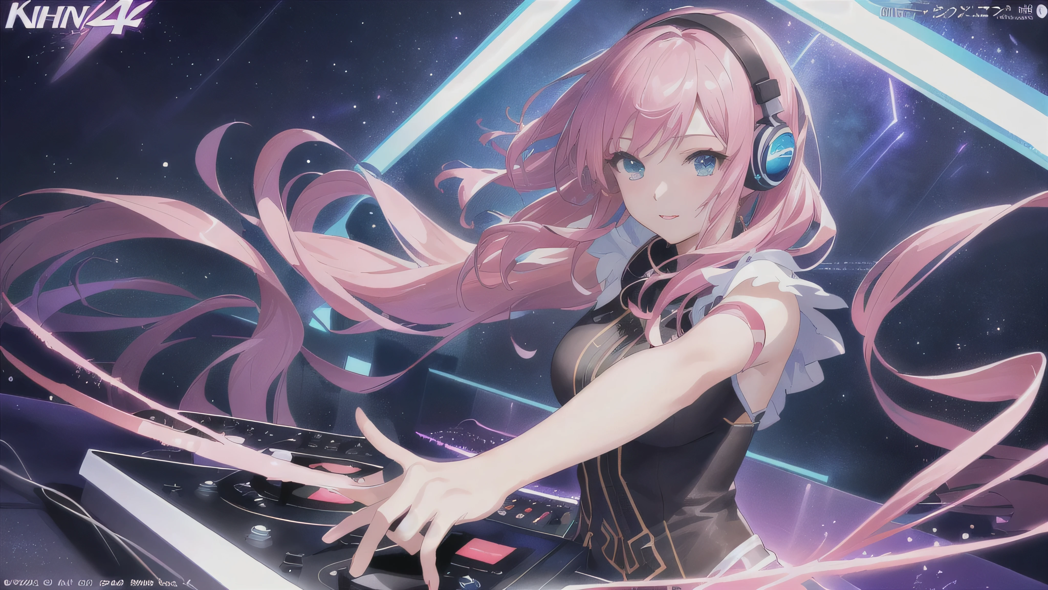 Anime girl DJ playing music in a nightclub with the lights on, Splash art anime , Nightcore, Highly detailed art gems, Also, Best Anime 4K Konachan Wallpaper, Official artwork, maAlso kitagawa fanart, Anime Style 4k, Damn, High quality anime art style, Anime Art Wallpapers 8K, everyone, She is dancing. Realistic