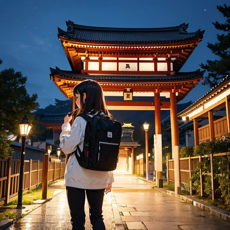 10 years old,Hachikuji Temple True Night,Backpack,School zone,look back